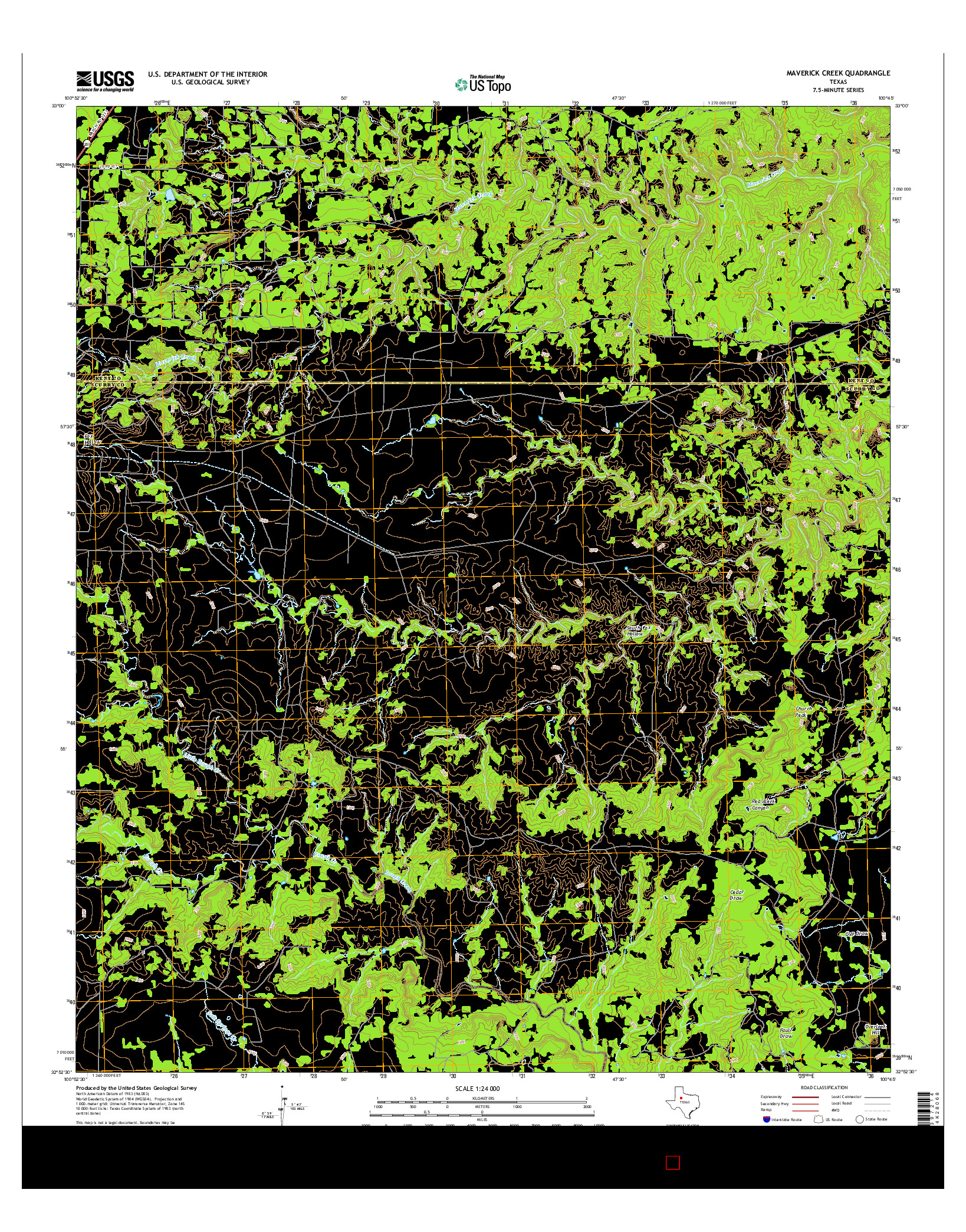 USGS US TOPO 7.5-MINUTE MAP FOR MAVERICK CREEK, TX 2016