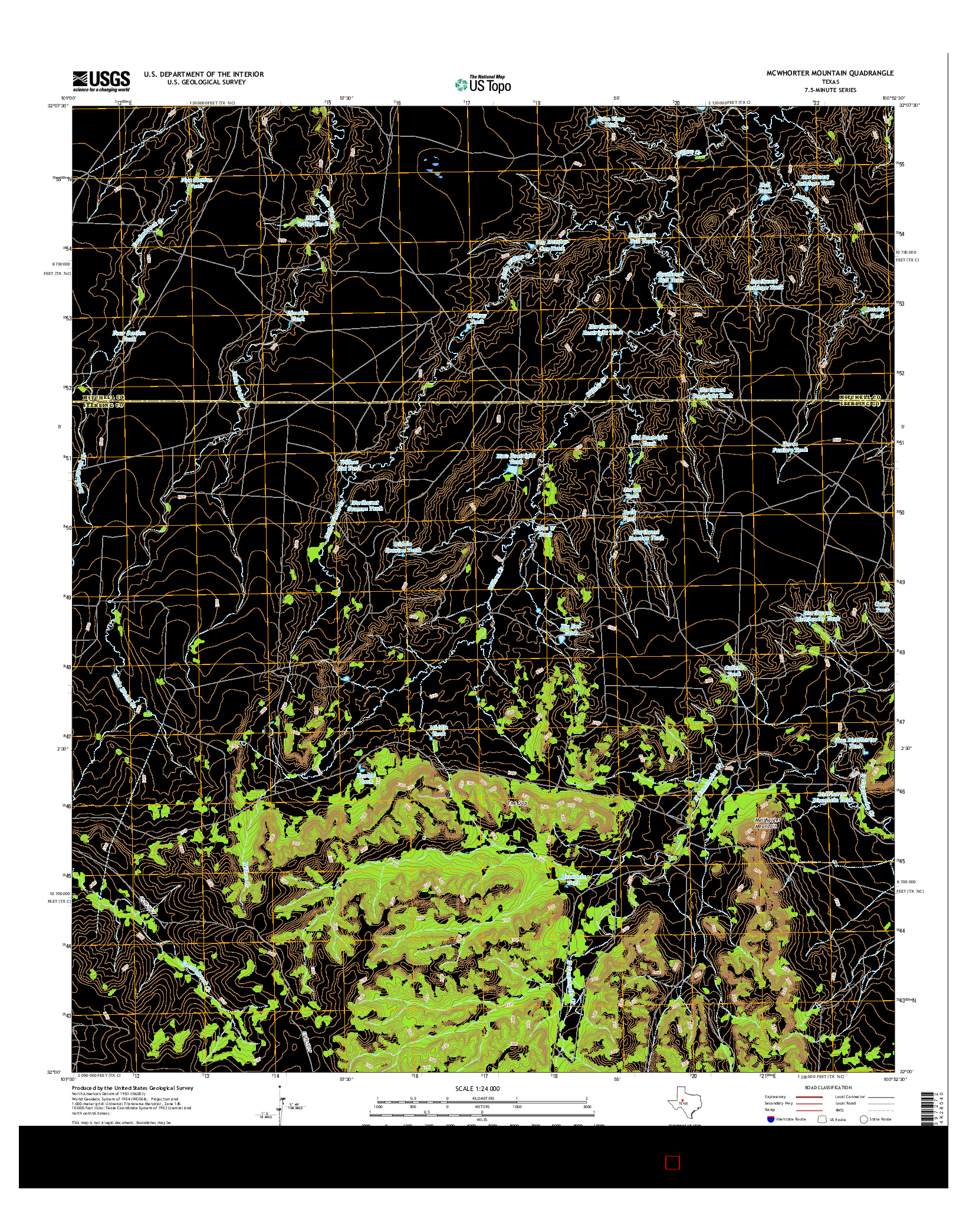 USGS US TOPO 7.5-MINUTE MAP FOR MCWHORTER MOUNTAIN, TX 2016