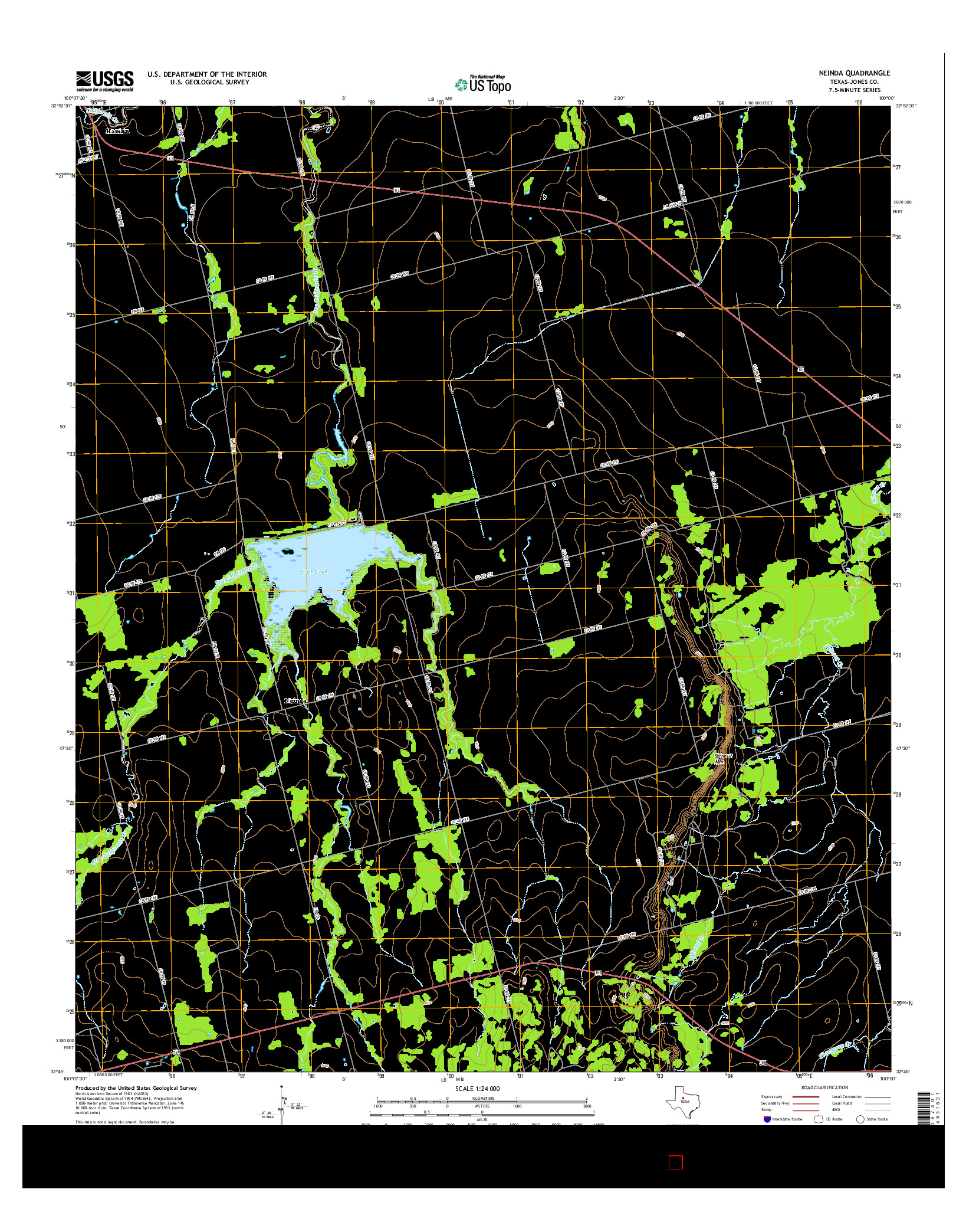 USGS US TOPO 7.5-MINUTE MAP FOR NEINDA, TX 2016