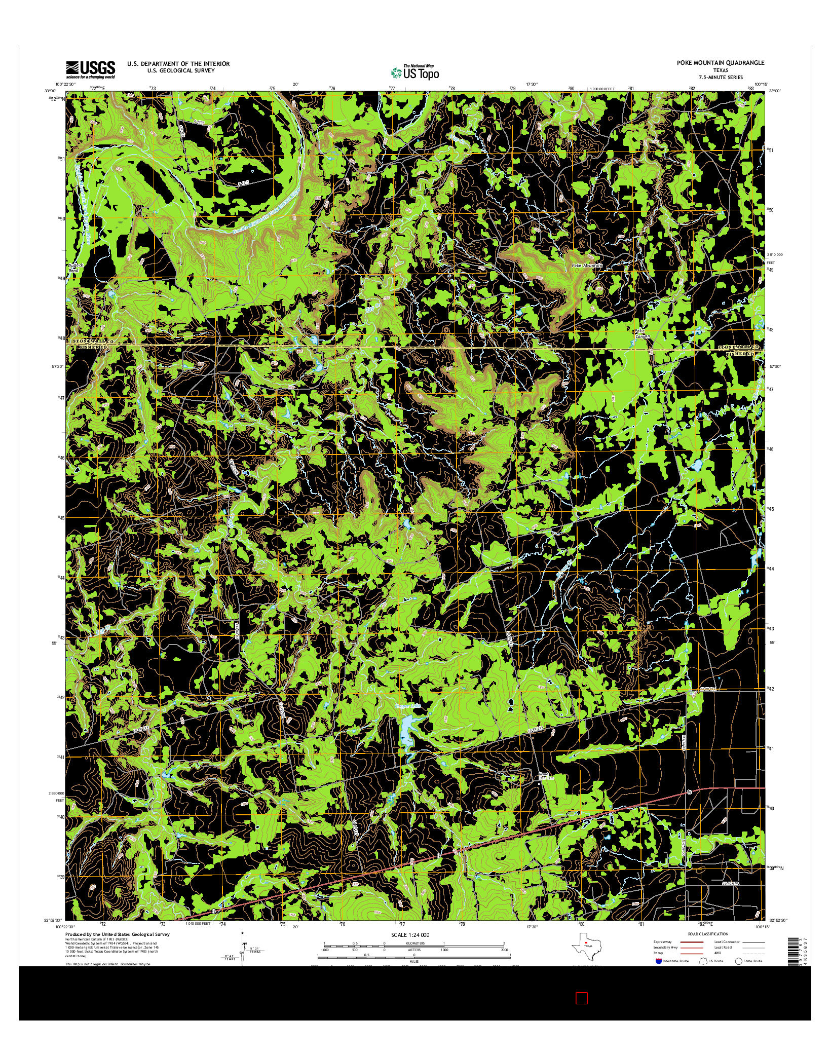 USGS US TOPO 7.5-MINUTE MAP FOR POKE MOUNTAIN, TX 2016