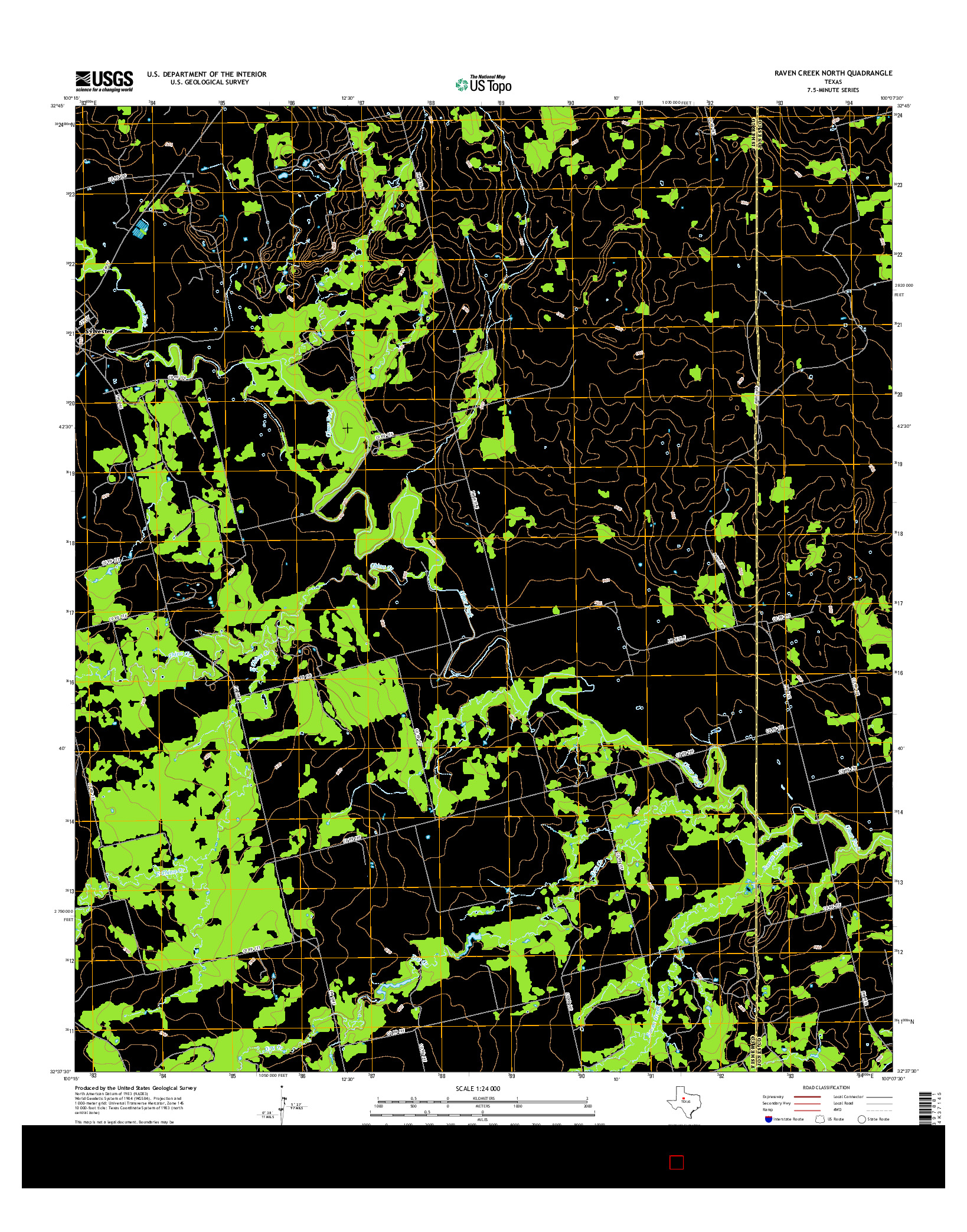 USGS US TOPO 7.5-MINUTE MAP FOR RAVEN CREEK NORTH, TX 2016