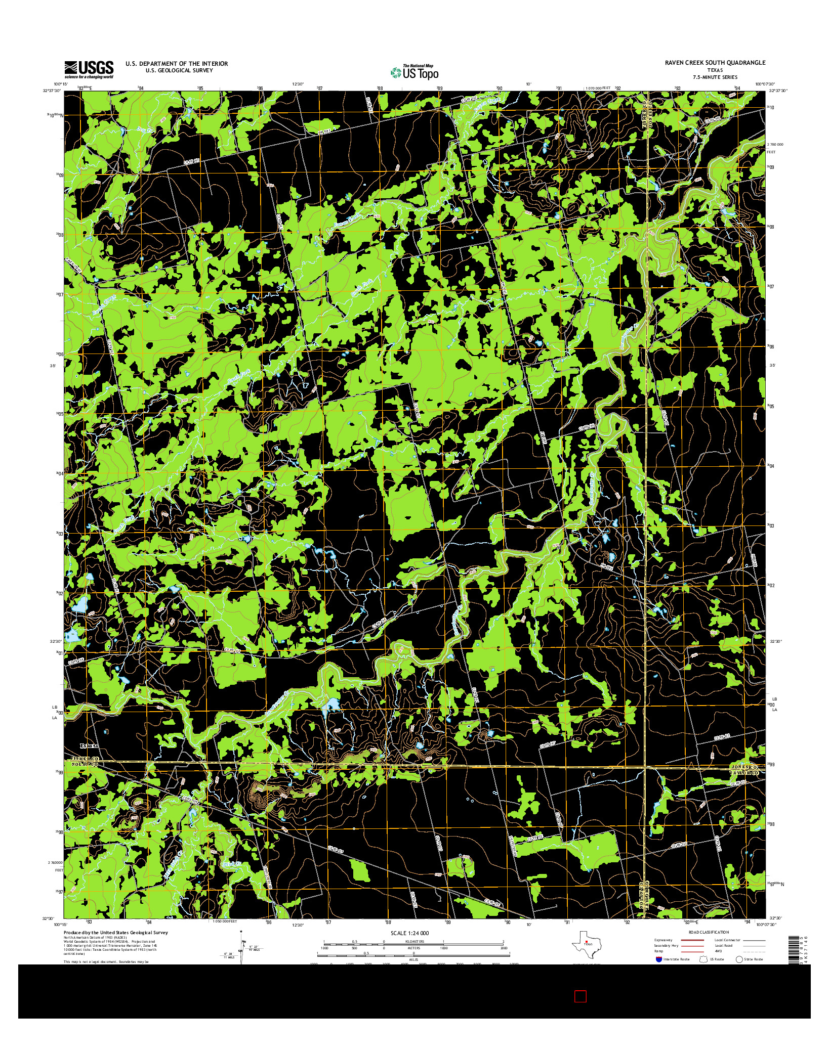 USGS US TOPO 7.5-MINUTE MAP FOR RAVEN CREEK SOUTH, TX 2016