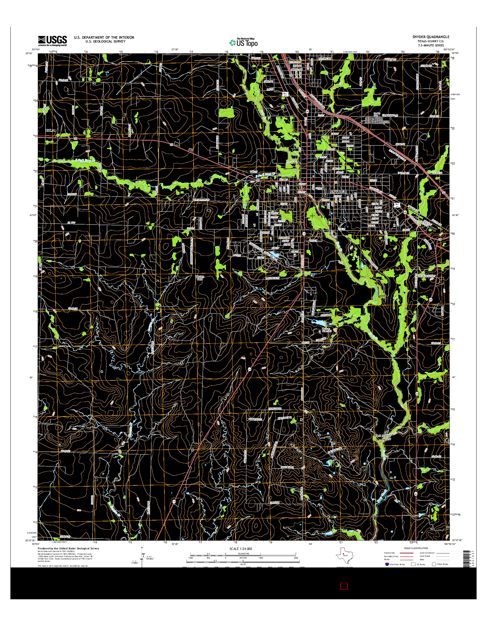 USGS US TOPO 7.5-MINUTE MAP FOR SNYDER, TX 2016