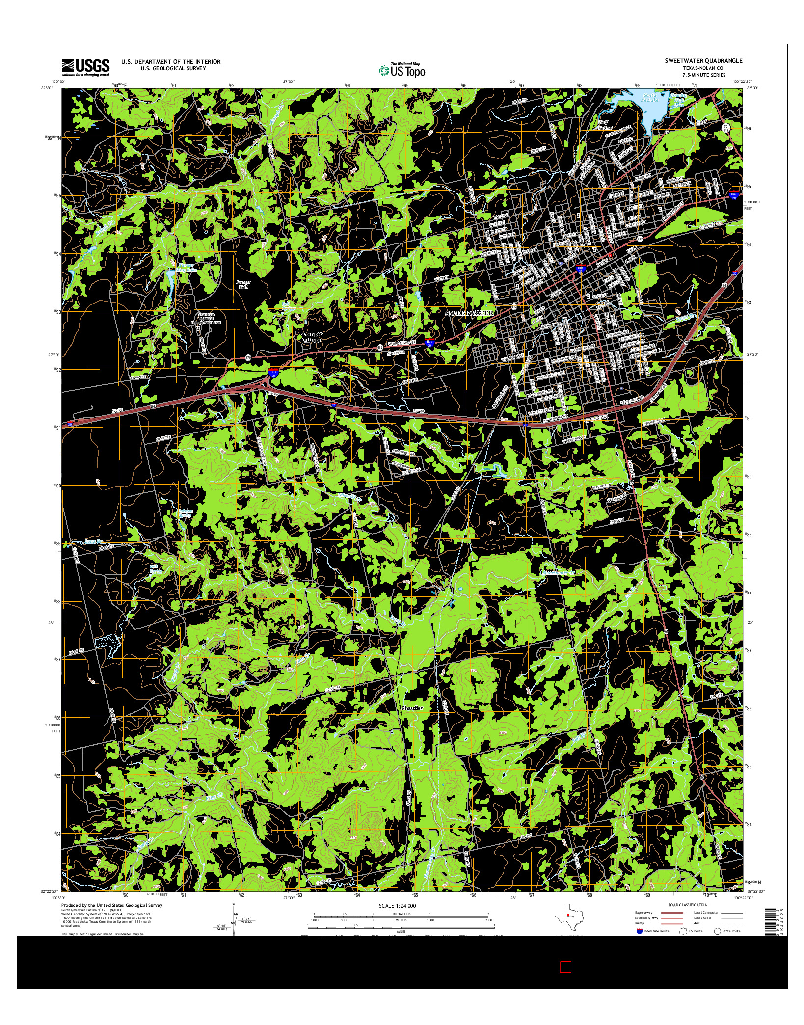 USGS US TOPO 7.5-MINUTE MAP FOR SWEETWATER, TX 2016