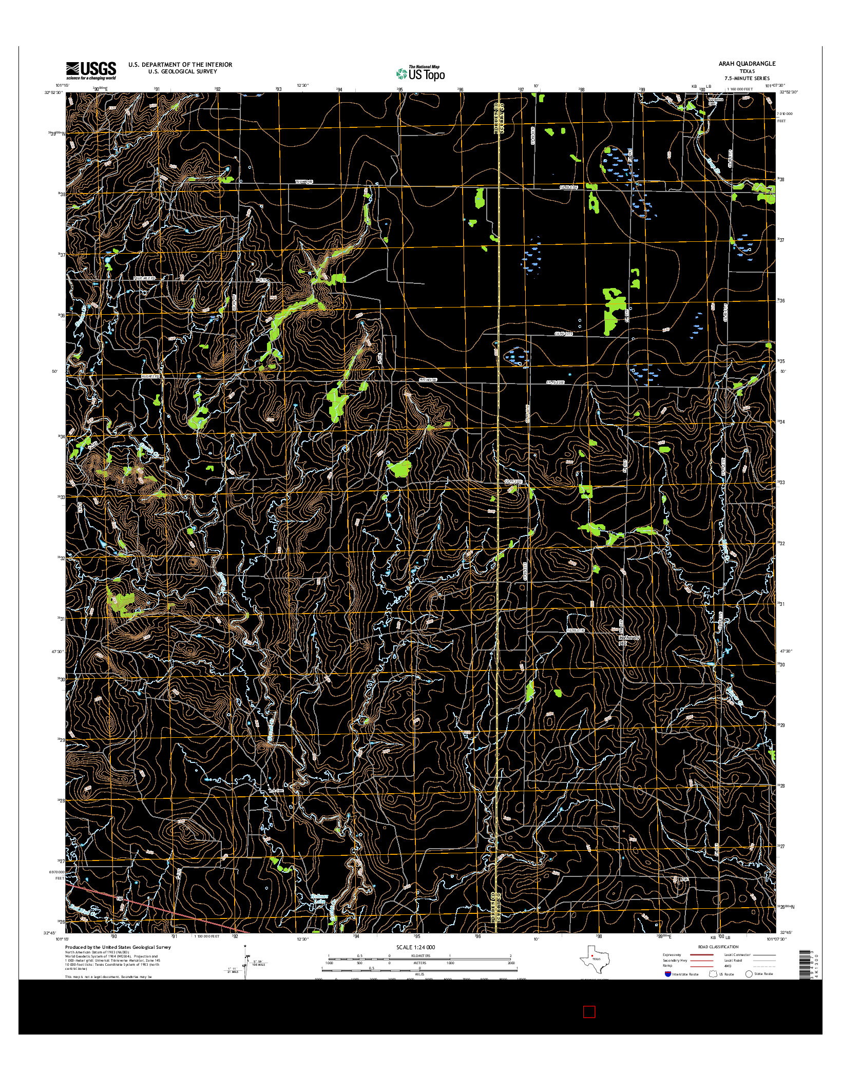 USGS US TOPO 7.5-MINUTE MAP FOR ARAH, TX 2016