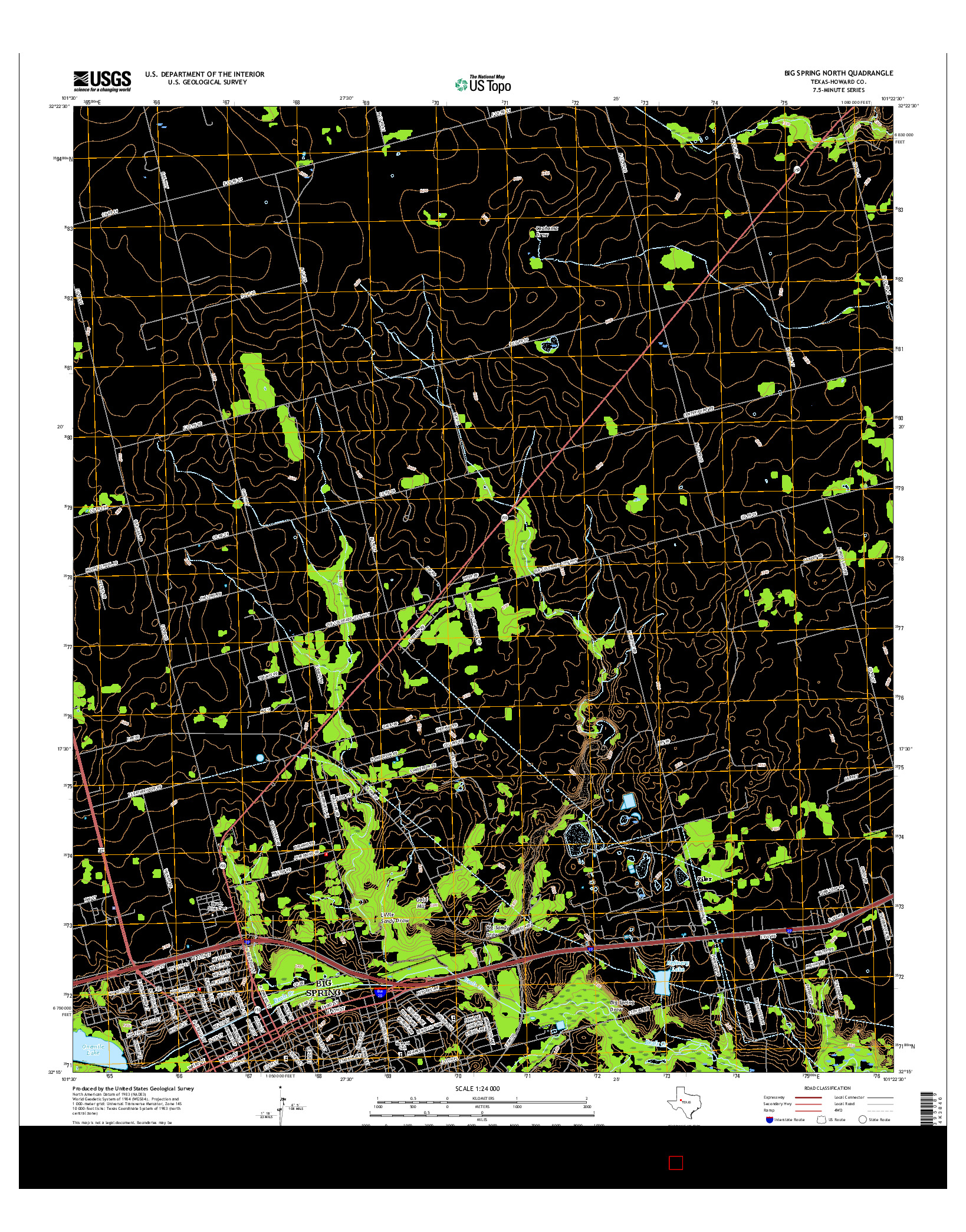 USGS US TOPO 7.5-MINUTE MAP FOR BIG SPRING NORTH, TX 2016