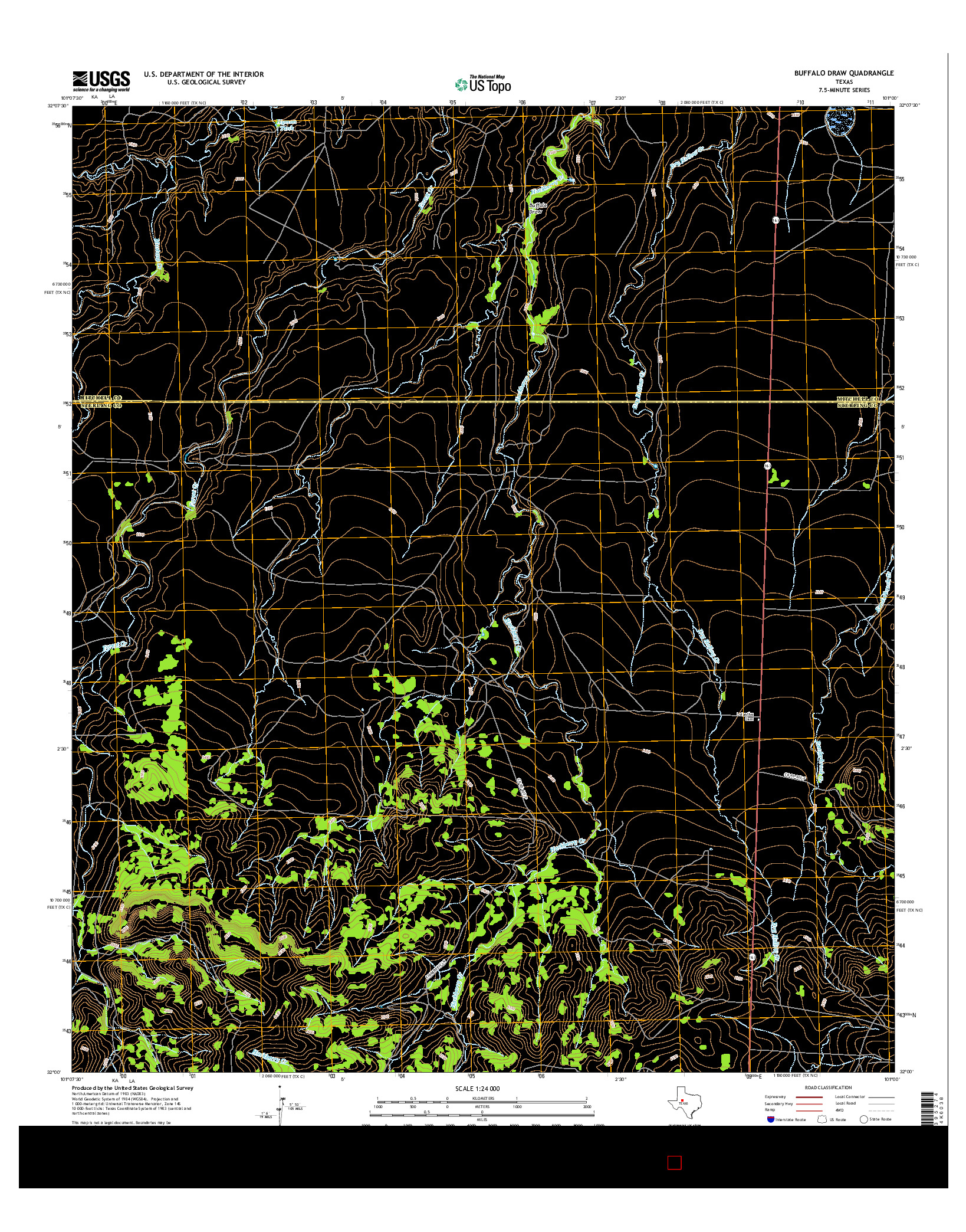 USGS US TOPO 7.5-MINUTE MAP FOR BUFFALO DRAW, TX 2016