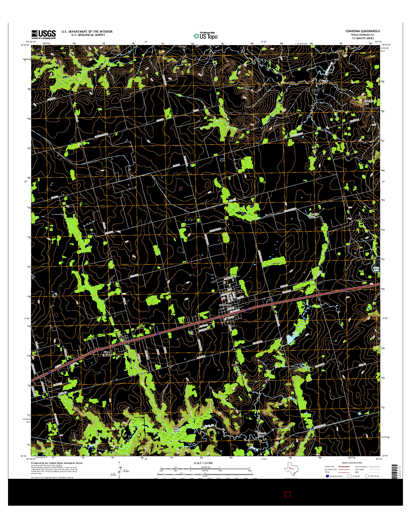 USGS US TOPO 7.5-MINUTE MAP FOR COAHOMA, TX 2016