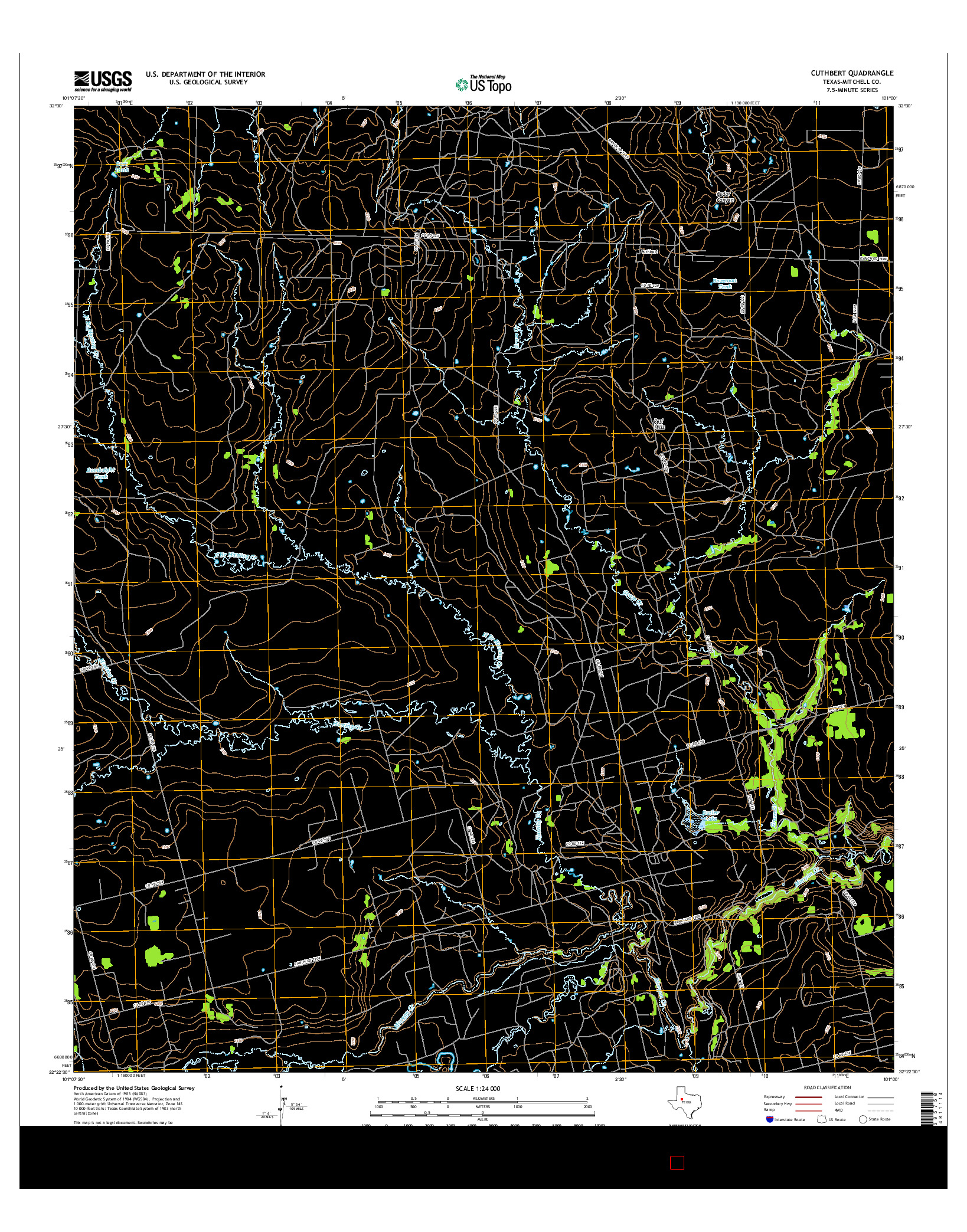 USGS US TOPO 7.5-MINUTE MAP FOR CUTHBERT, TX 2016