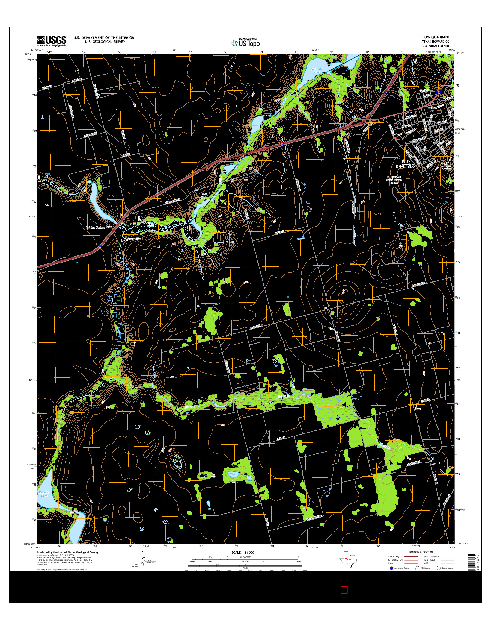 USGS US TOPO 7.5-MINUTE MAP FOR ELBOW, TX 2016