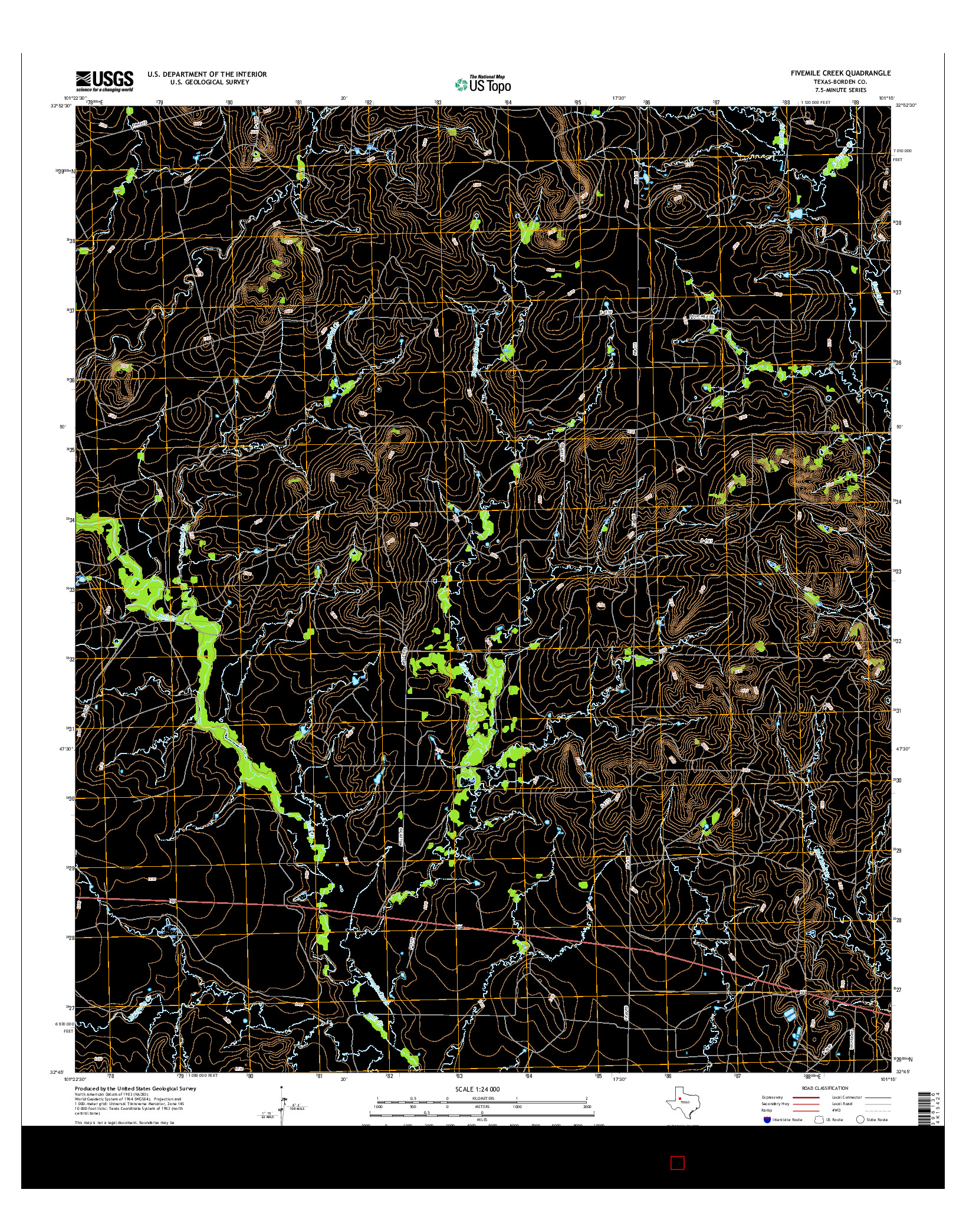 USGS US TOPO 7.5-MINUTE MAP FOR FIVEMILE CREEK, TX 2016