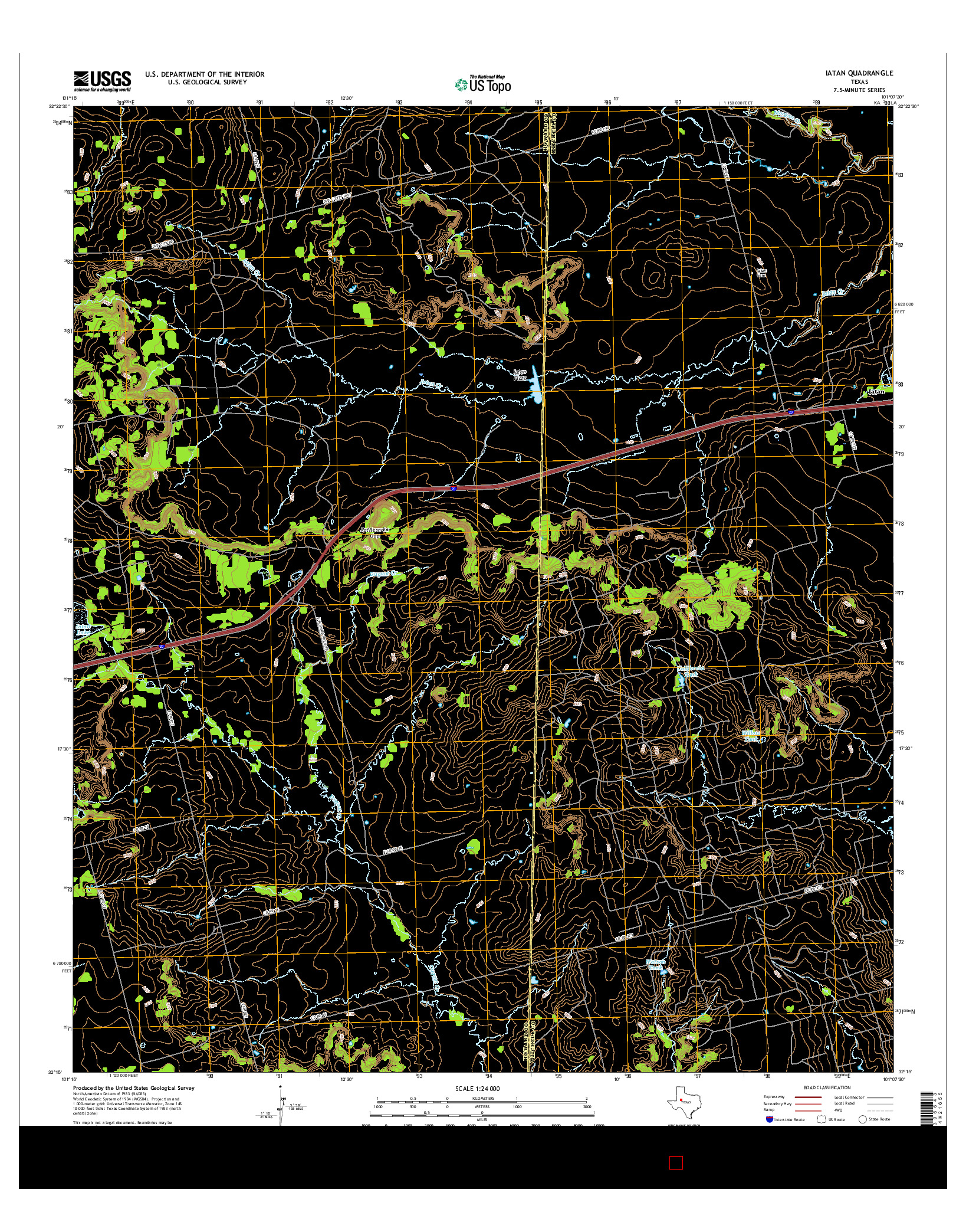 USGS US TOPO 7.5-MINUTE MAP FOR IATAN, TX 2016