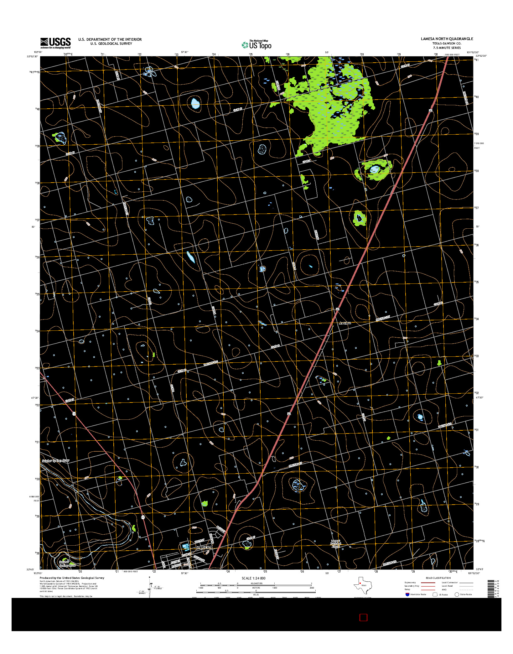 USGS US TOPO 7.5-MINUTE MAP FOR LAMESA NORTH, TX 2016