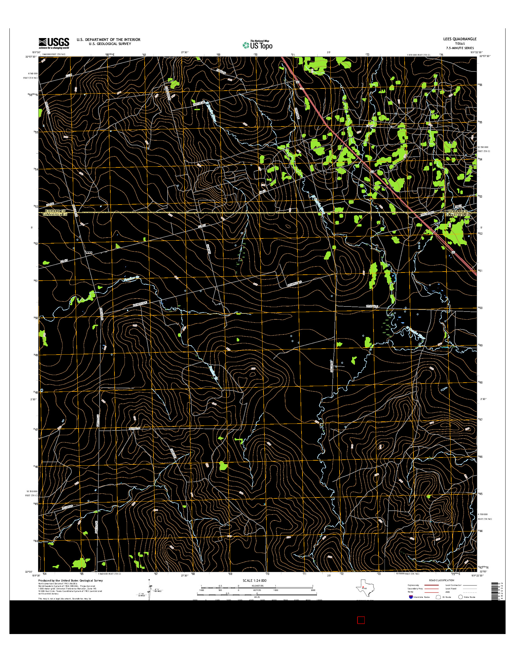 USGS US TOPO 7.5-MINUTE MAP FOR LEES, TX 2016