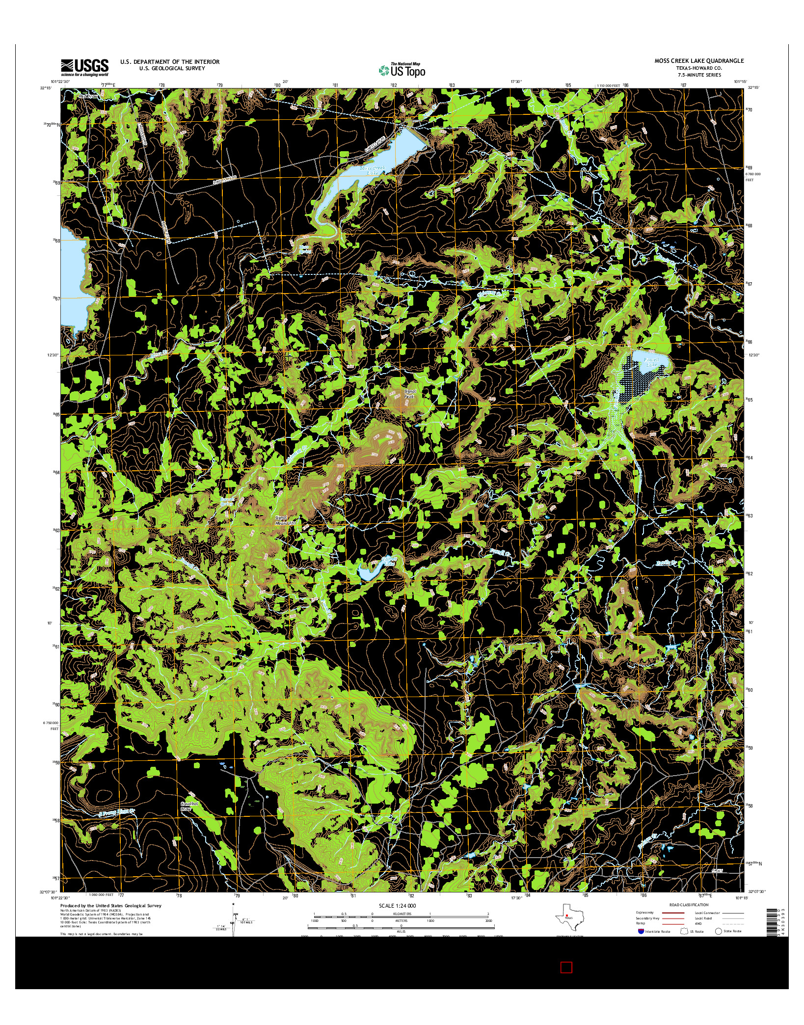 USGS US TOPO 7.5-MINUTE MAP FOR MOSS CREEK LAKE, TX 2016