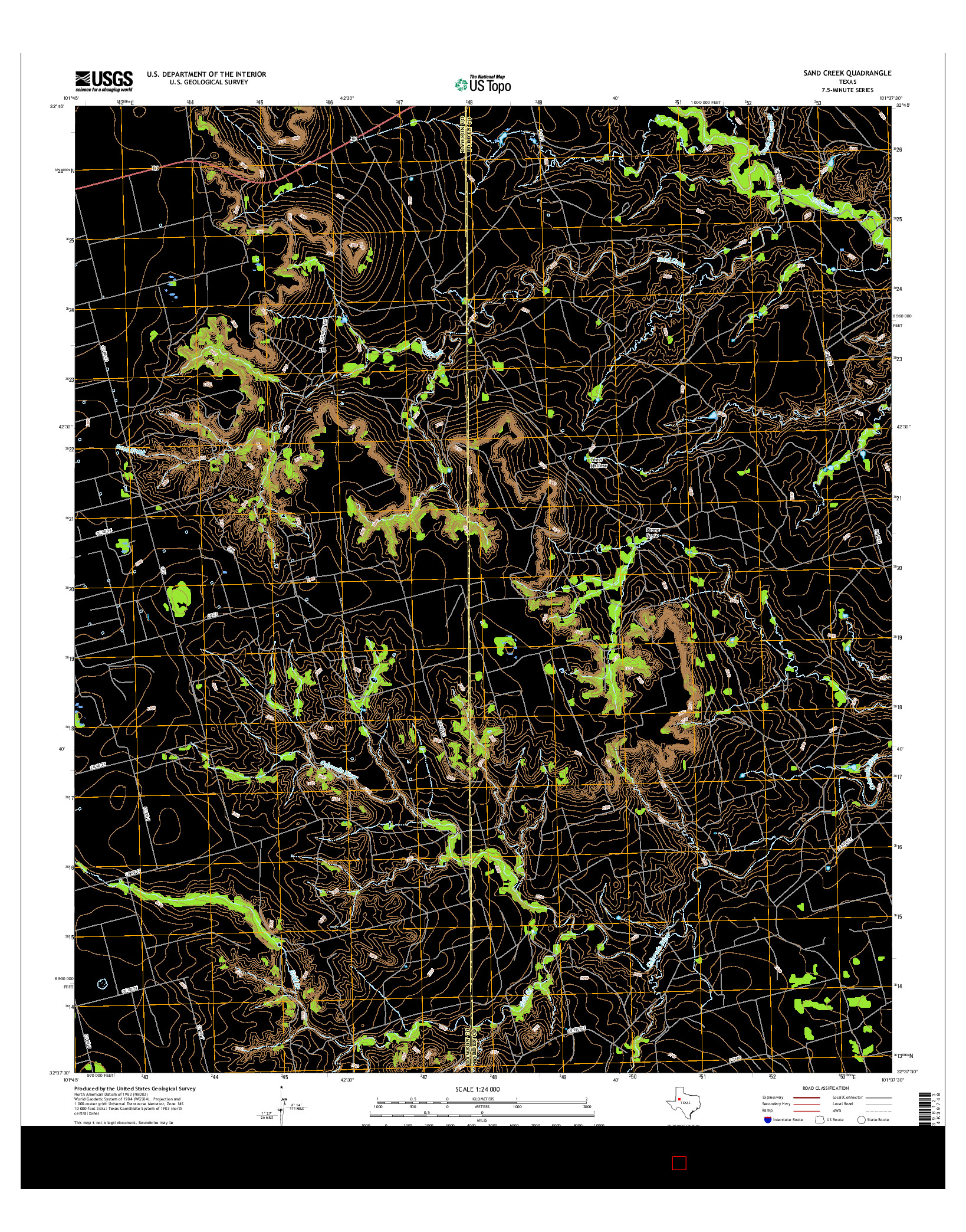 USGS US TOPO 7.5-MINUTE MAP FOR SAND CREEK, TX 2016