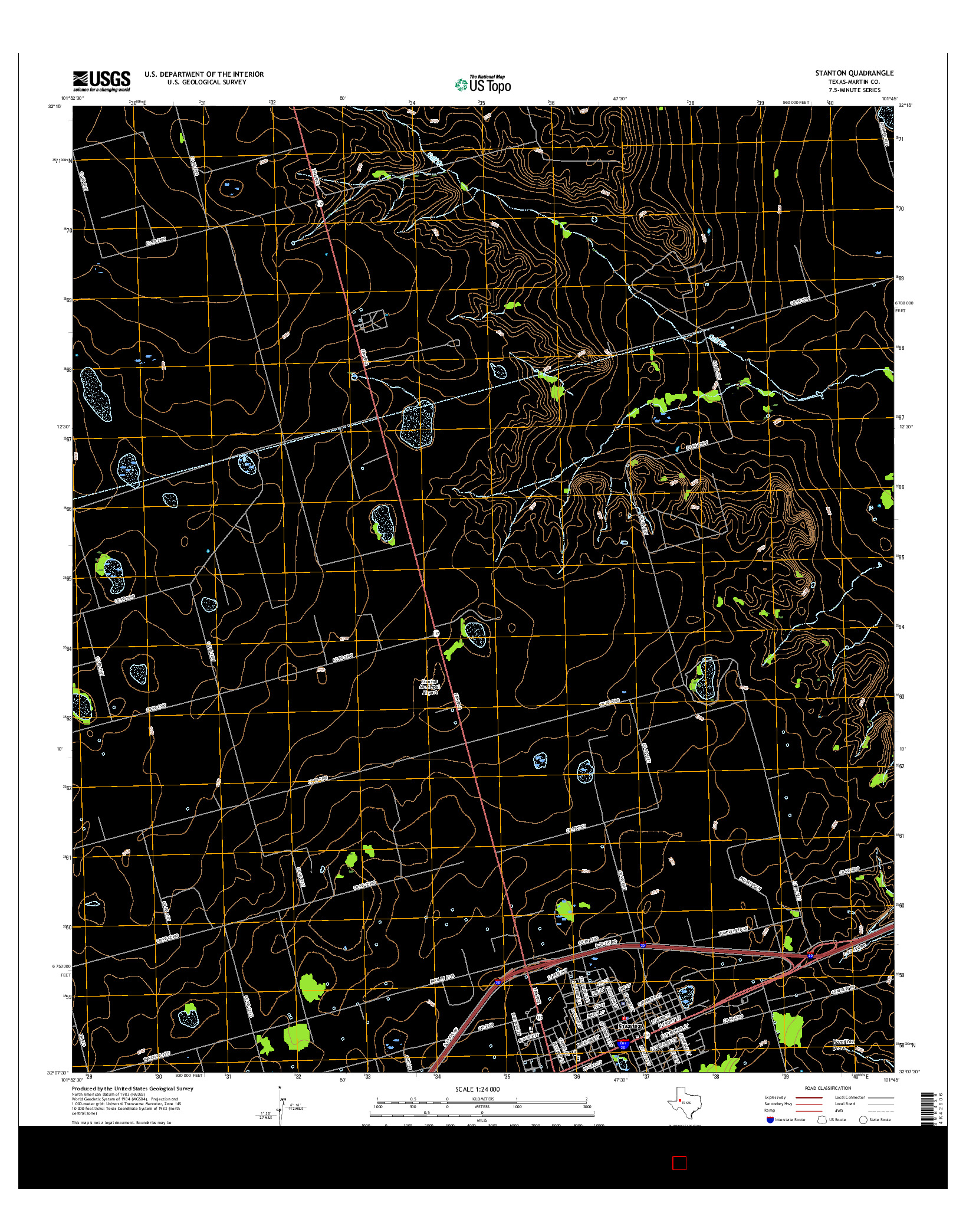 USGS US TOPO 7.5-MINUTE MAP FOR STANTON, TX 2016