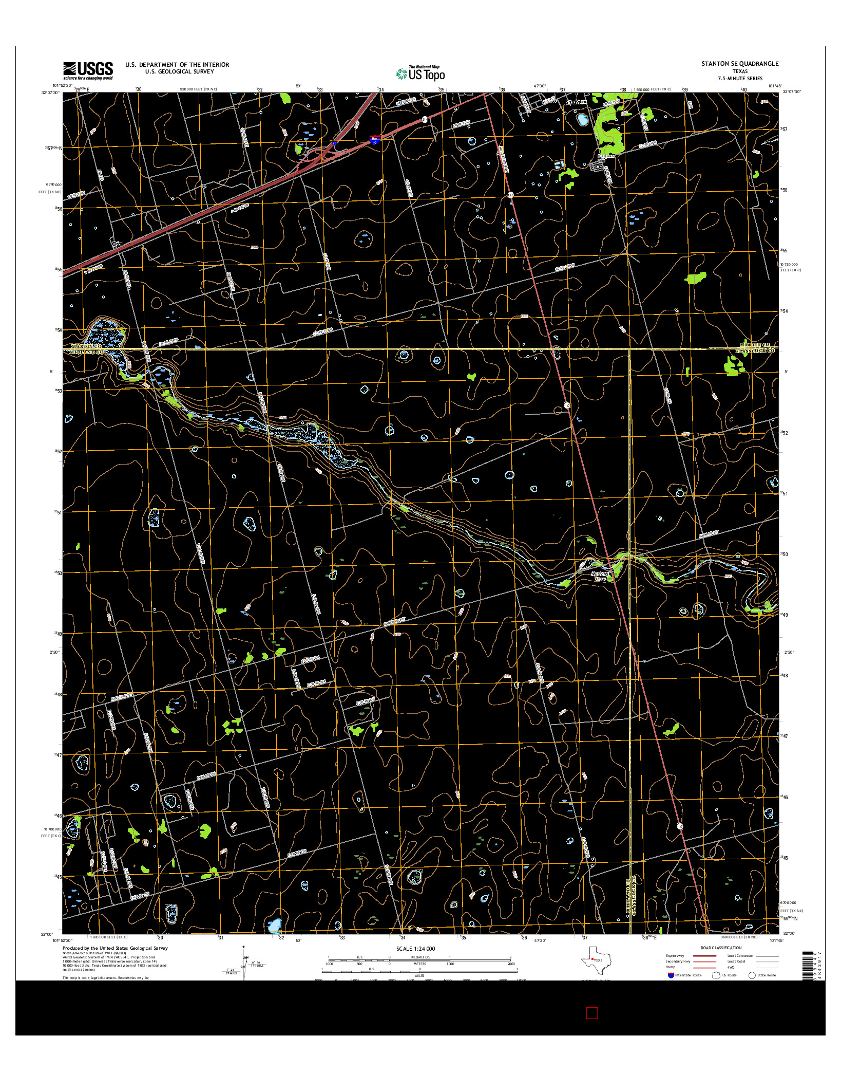 USGS US TOPO 7.5-MINUTE MAP FOR STANTON SE, TX 2016