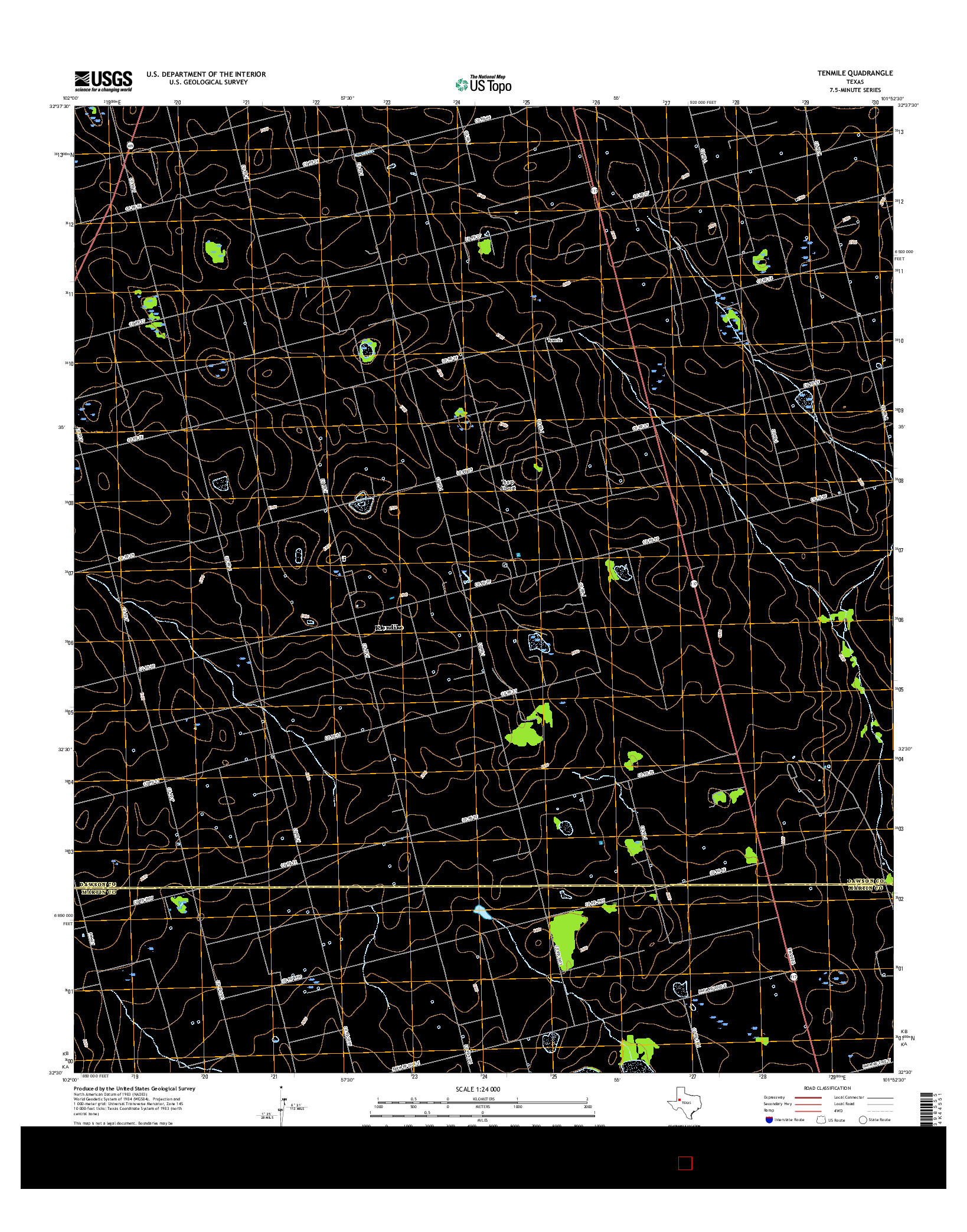 USGS US TOPO 7.5-MINUTE MAP FOR TENMILE, TX 2016