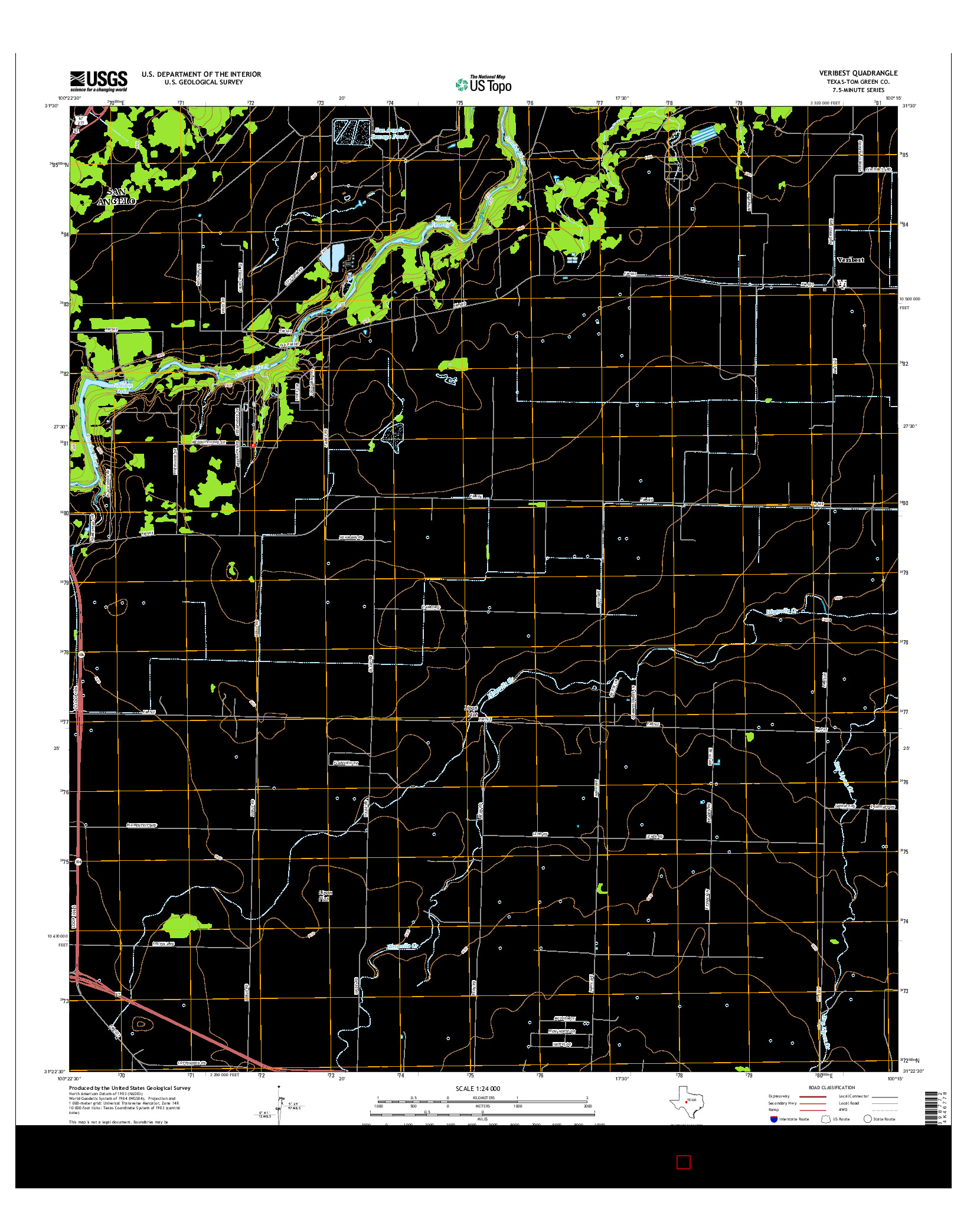 USGS US TOPO 7.5-MINUTE MAP FOR VERIBEST, TX 2016