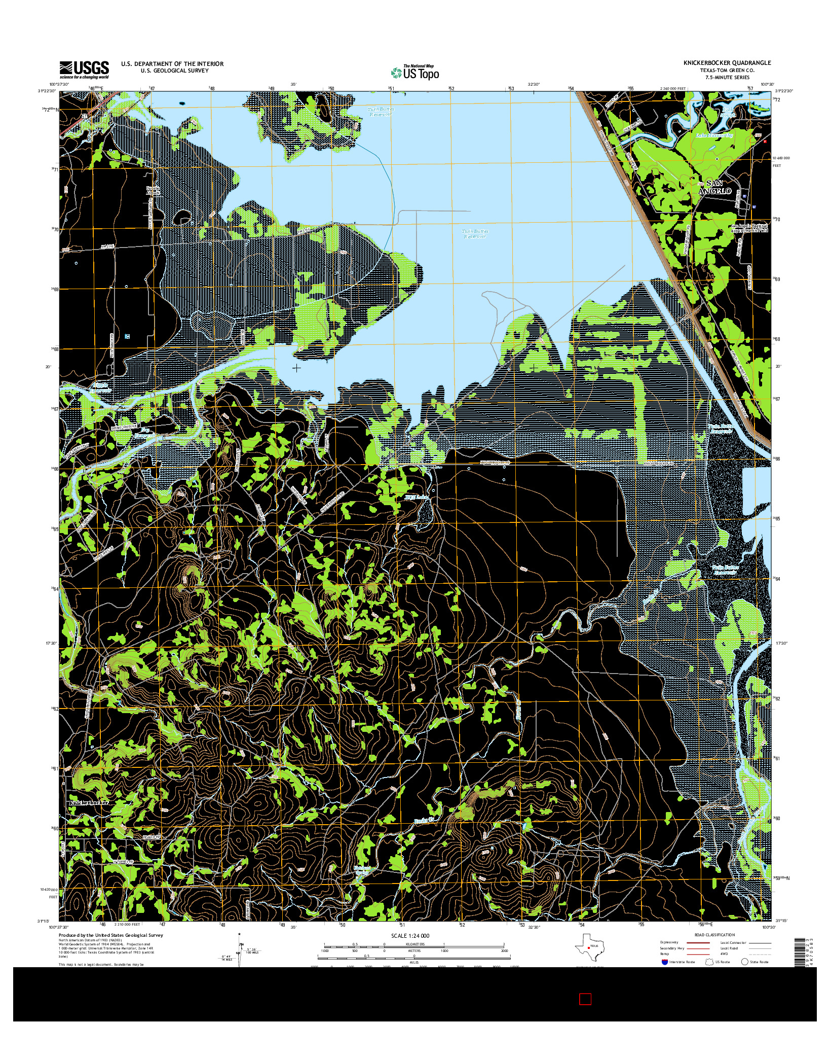 USGS US TOPO 7.5-MINUTE MAP FOR KNICKERBOCKER, TX 2016