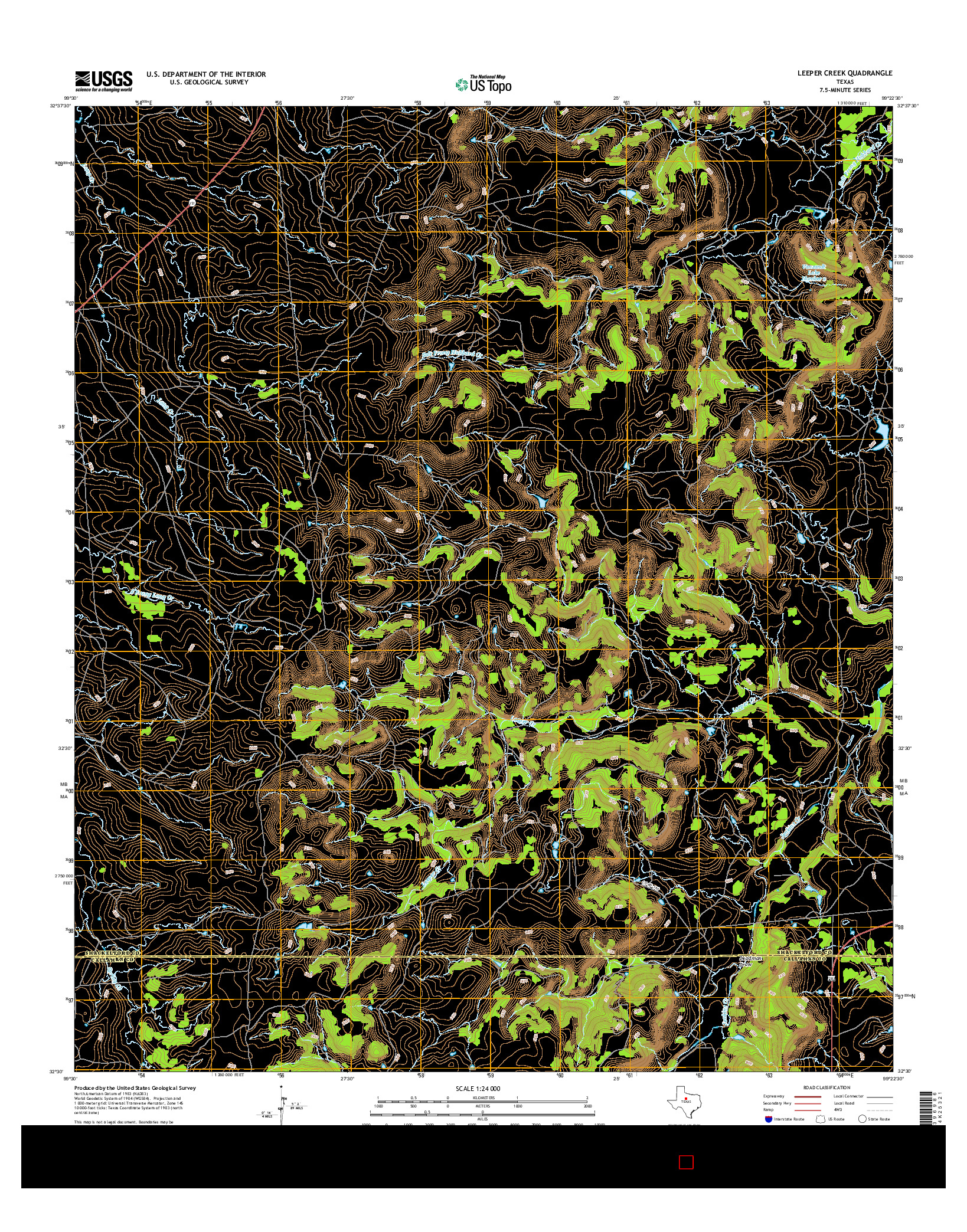 USGS US TOPO 7.5-MINUTE MAP FOR LEEPER CREEK, TX 2016