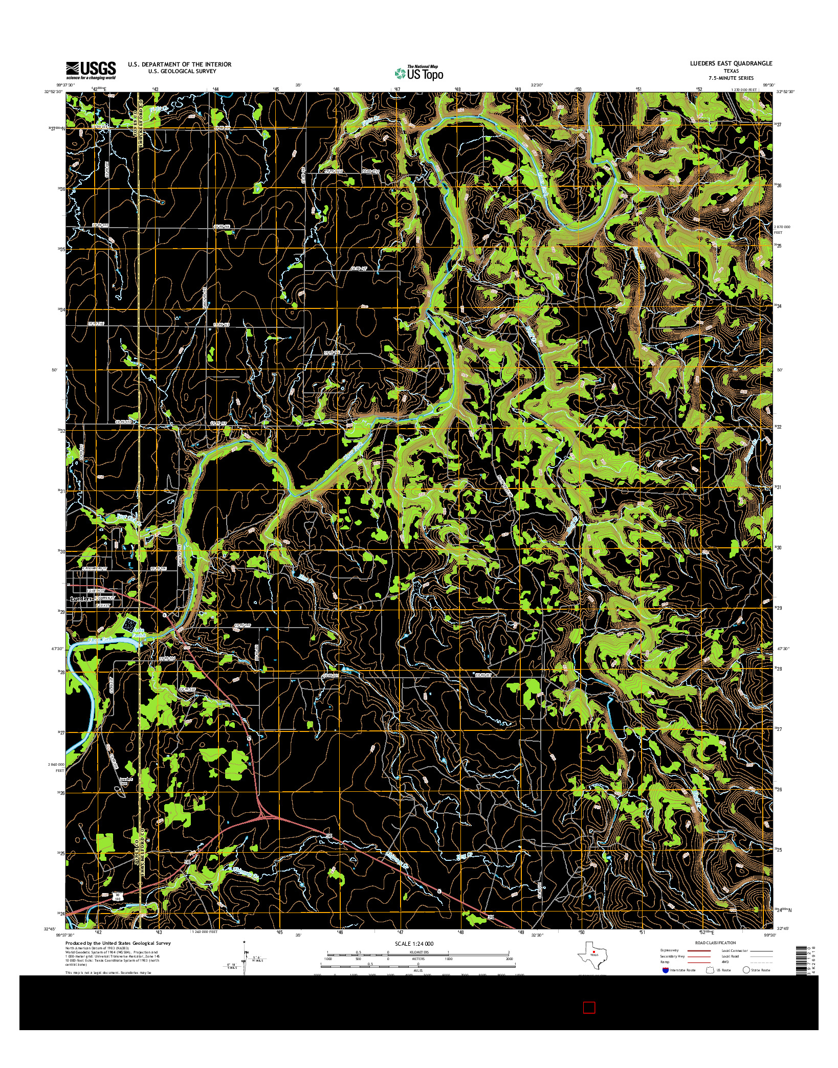 USGS US TOPO 7.5-MINUTE MAP FOR LUEDERS EAST, TX 2016