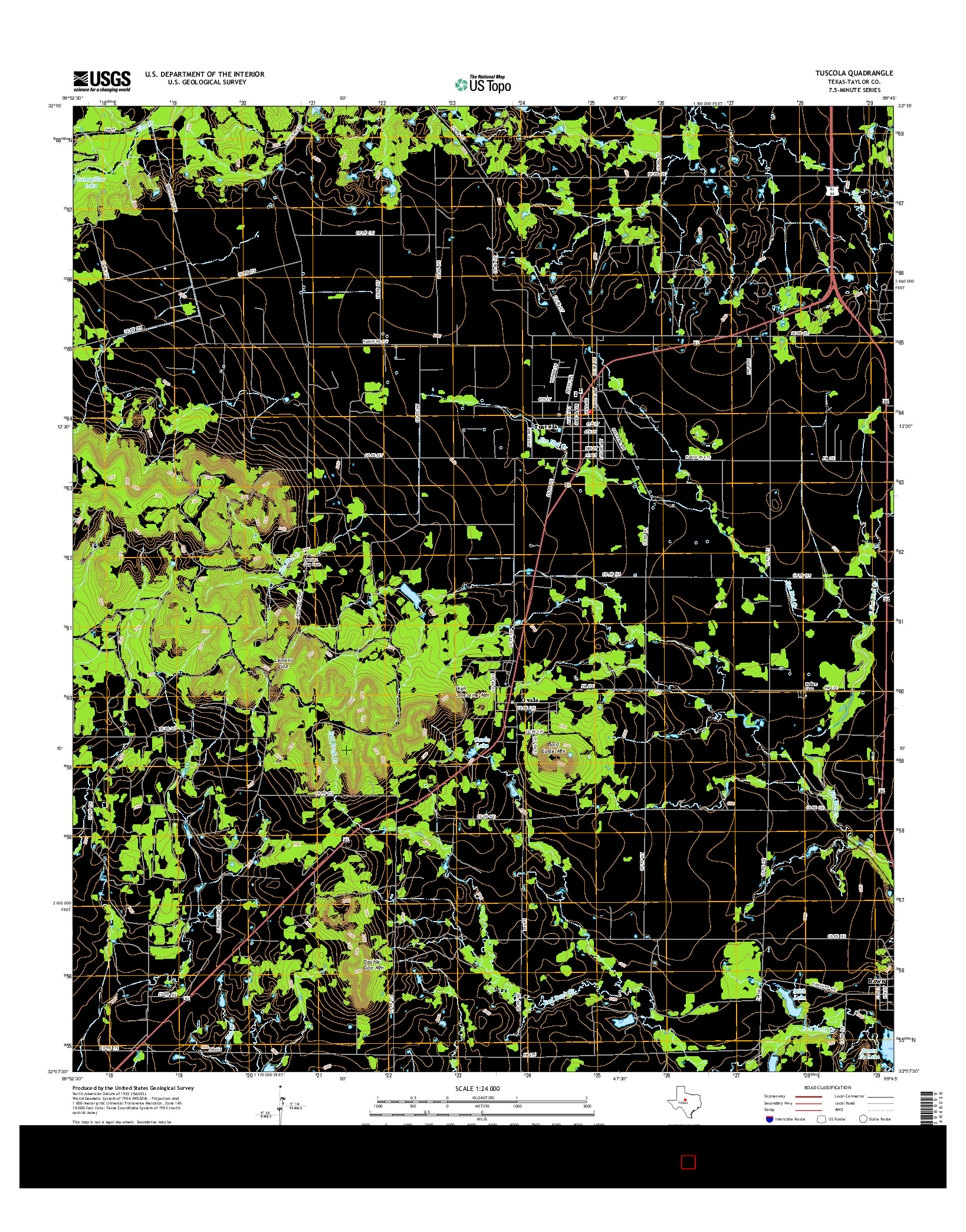 USGS US TOPO 7.5-MINUTE MAP FOR TUSCOLA, TX 2016