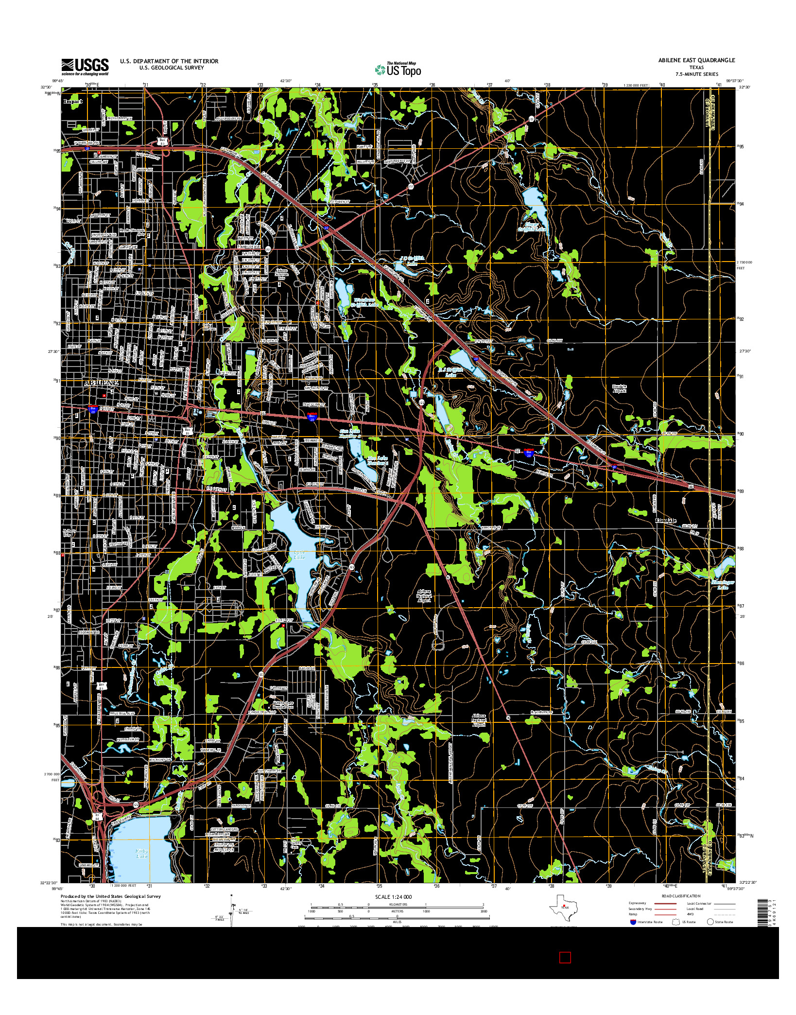 USGS US TOPO 7.5-MINUTE MAP FOR ABILENE EAST, TX 2016