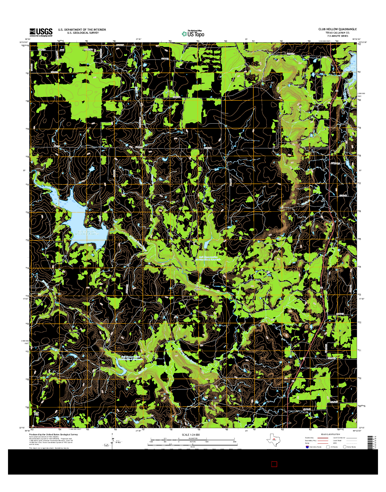 USGS US TOPO 7.5-MINUTE MAP FOR CLUB HOLLOW, TX 2016