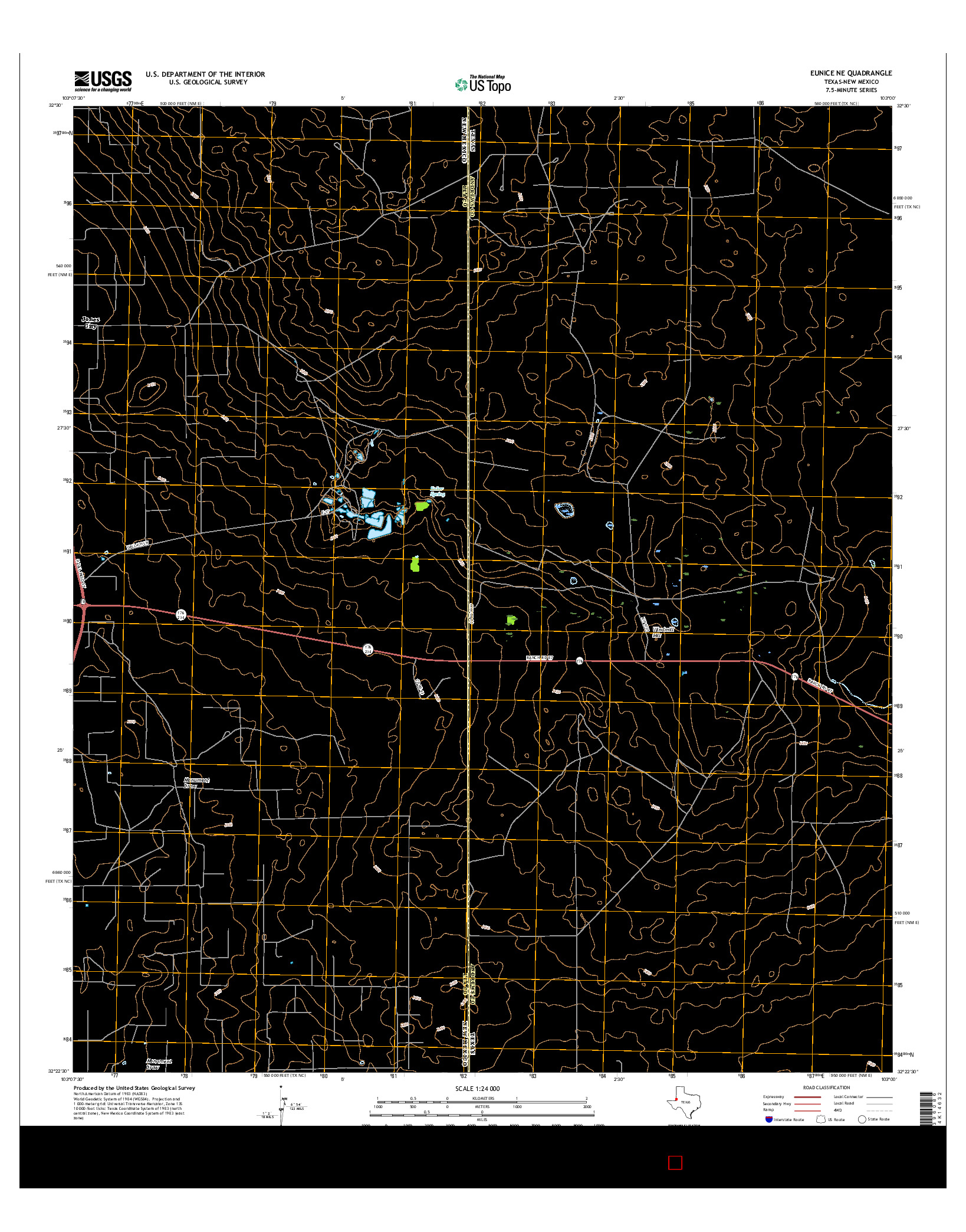 USGS US TOPO 7.5-MINUTE MAP FOR EUNICE NE, TX-NM 2016