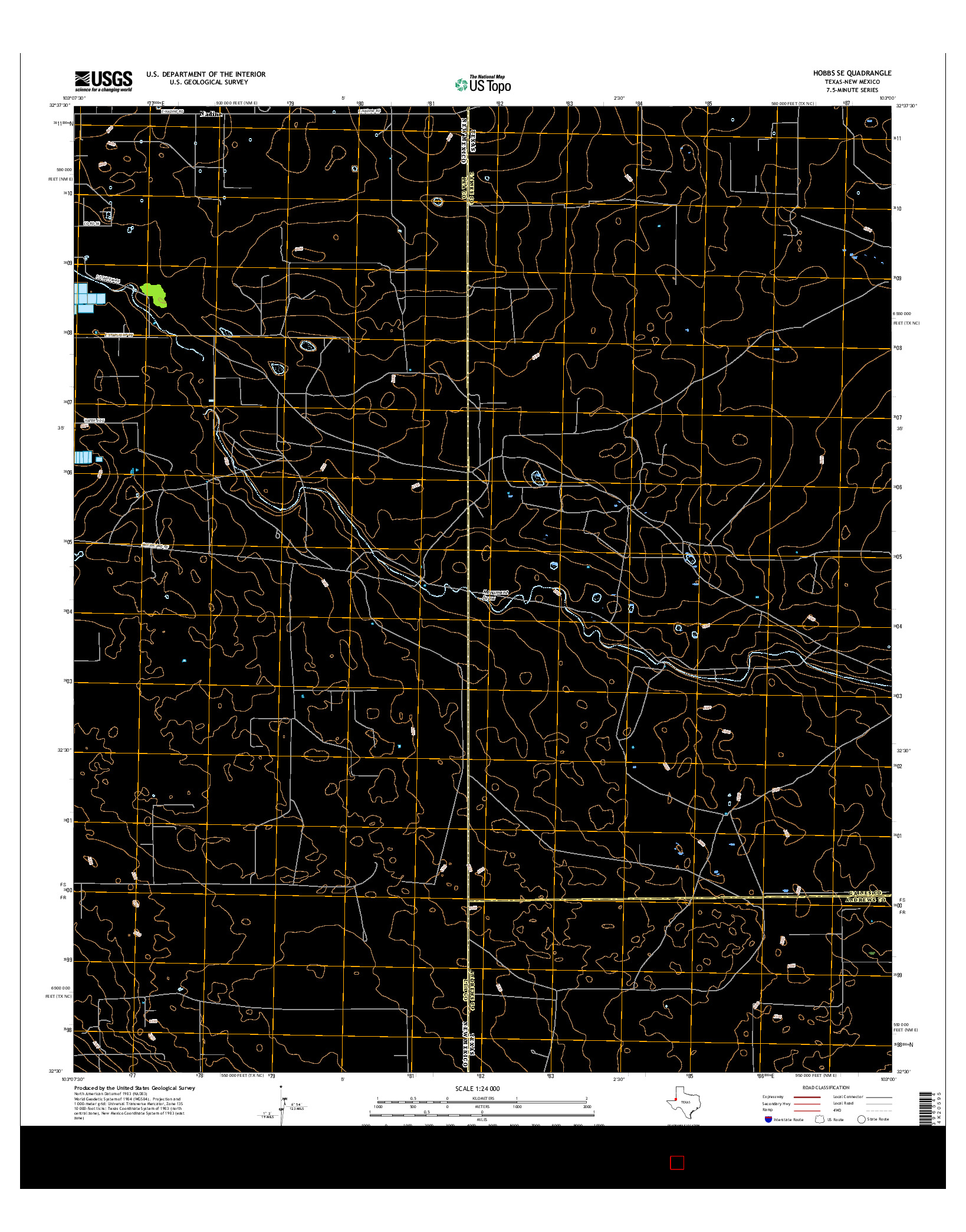 USGS US TOPO 7.5-MINUTE MAP FOR HOBBS SE, TX-NM 2016