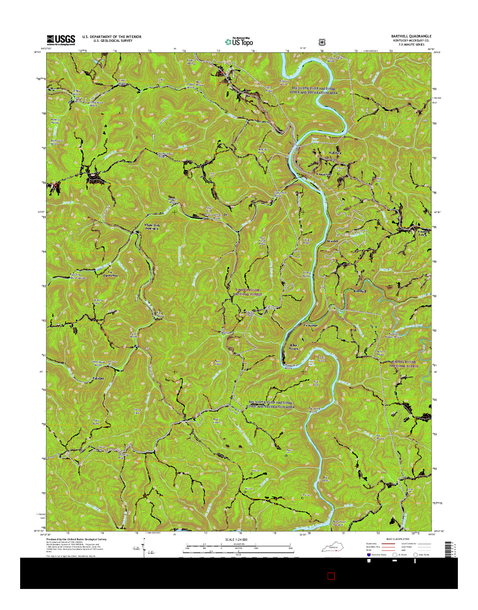 USGS US TOPO 7.5-MINUTE MAP FOR BARTHELL, KY 2016