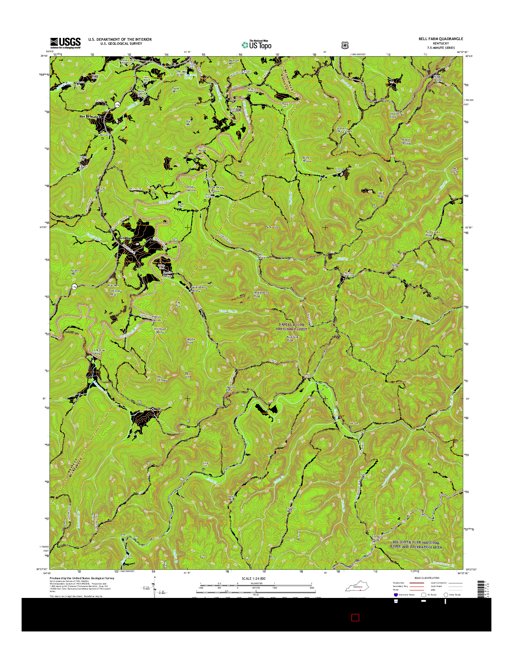USGS US TOPO 7.5-MINUTE MAP FOR BELL FARM, KY 2016