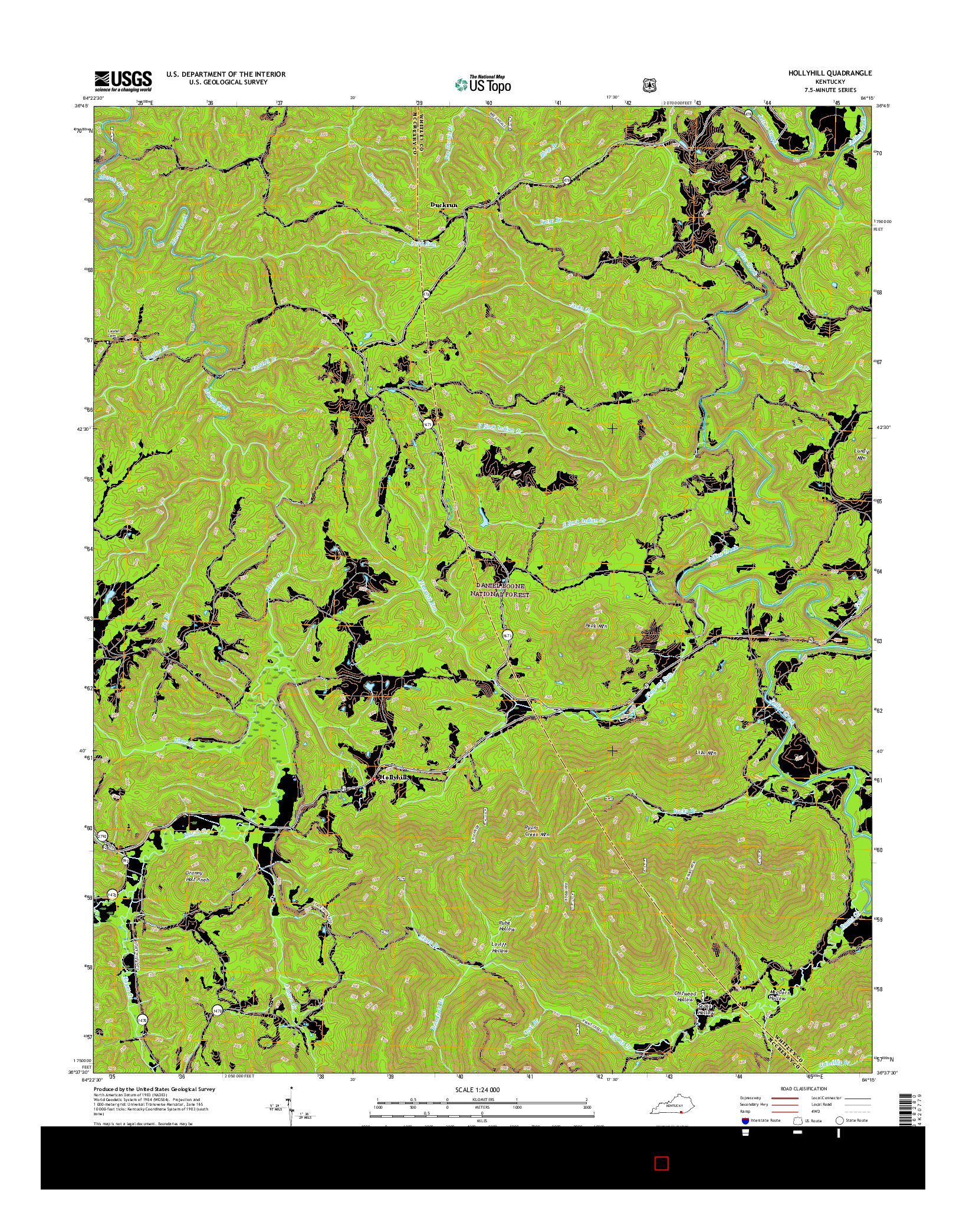 USGS US TOPO 7.5-MINUTE MAP FOR HOLLYHILL, KY 2016