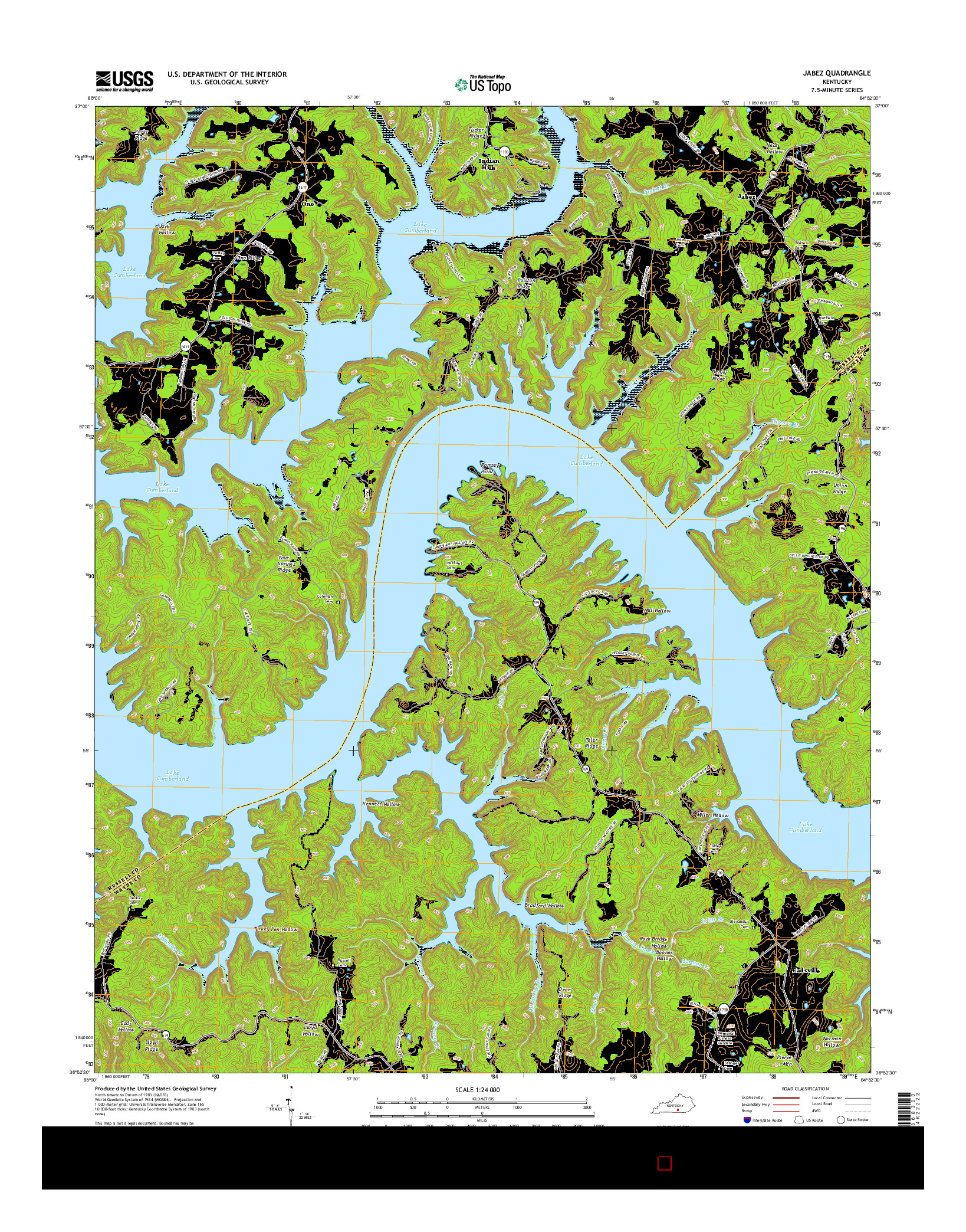 USGS US TOPO 7.5-MINUTE MAP FOR JABEZ, KY 2016