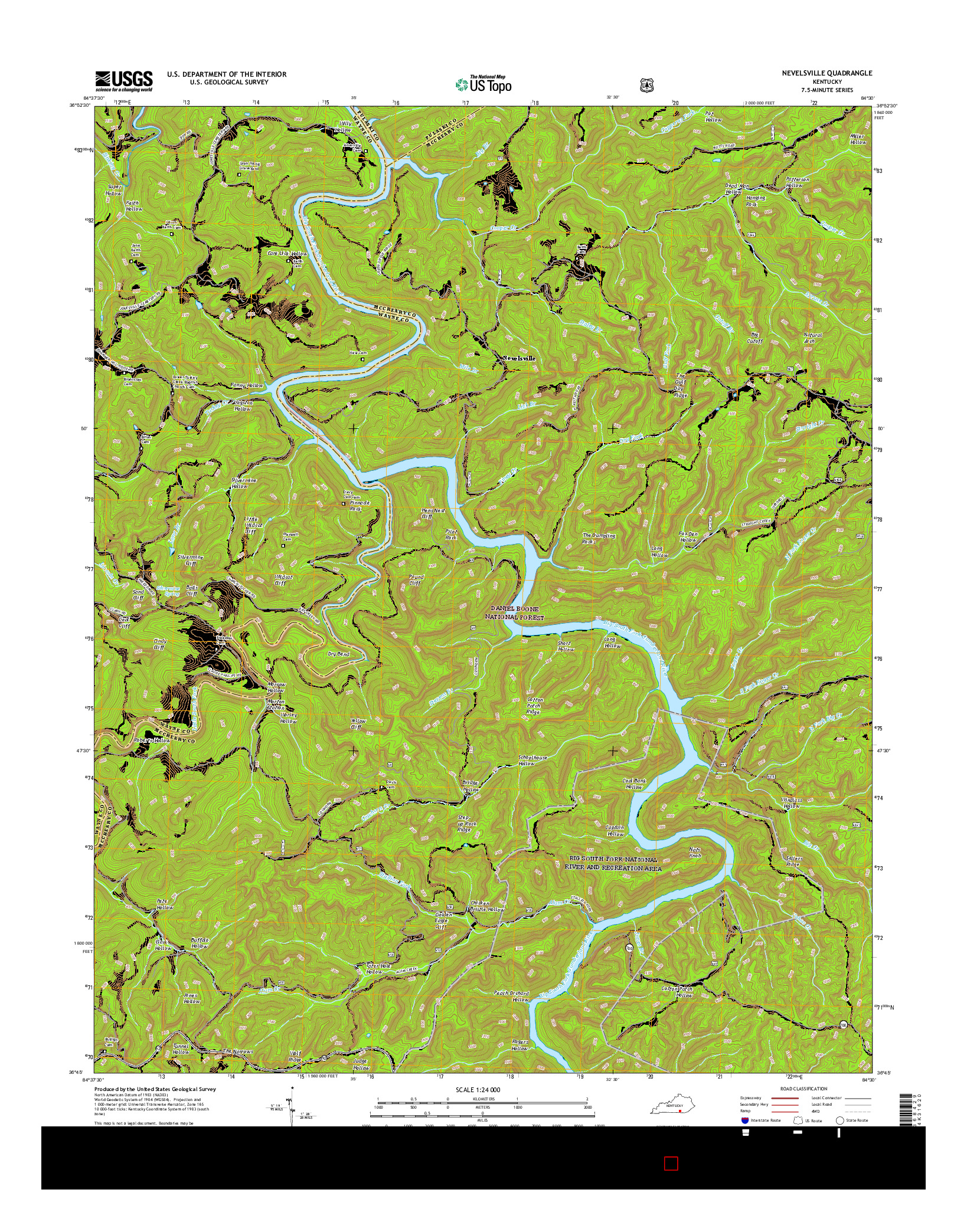 USGS US TOPO 7.5-MINUTE MAP FOR NEVELSVILLE, KY 2016