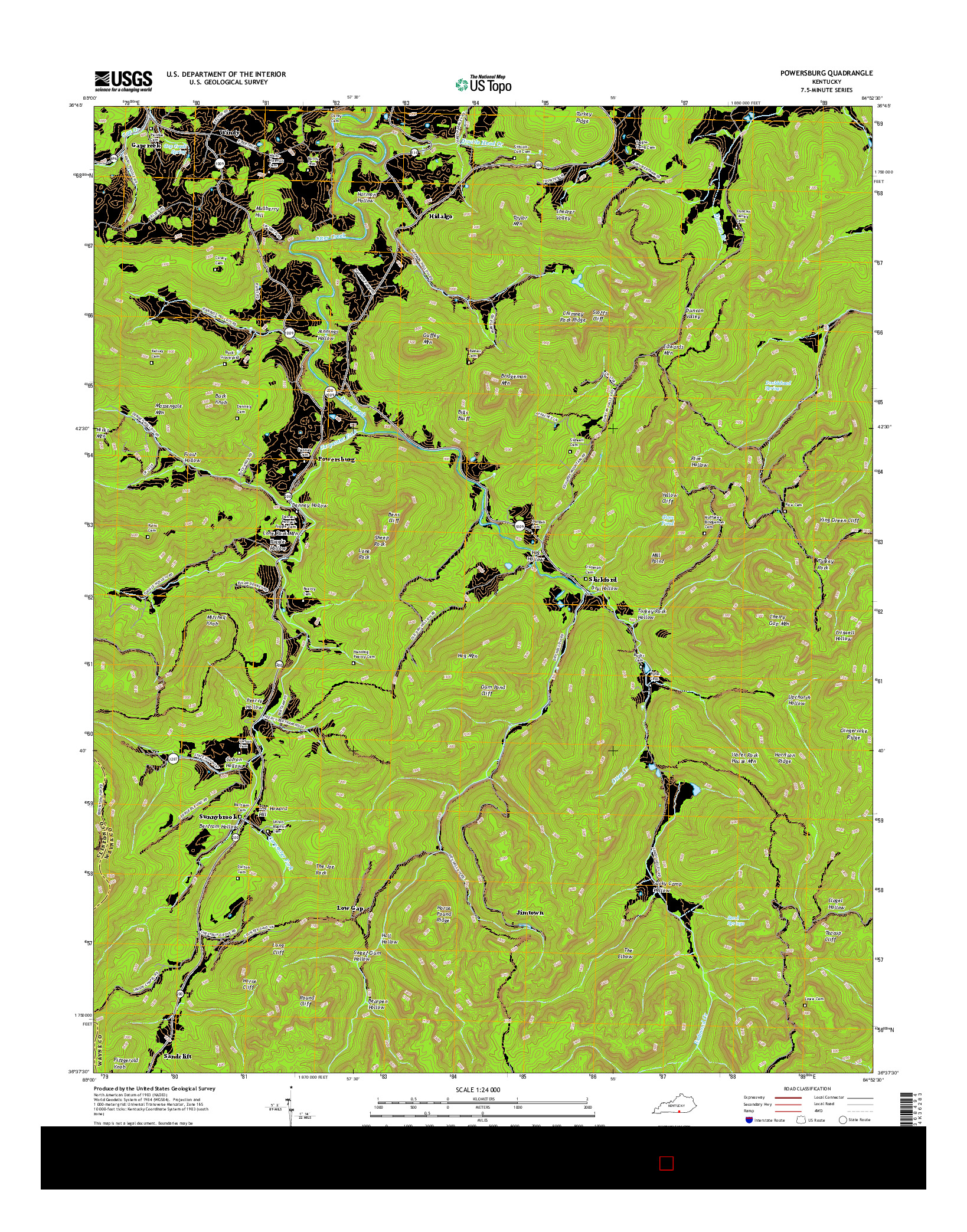 USGS US TOPO 7.5-MINUTE MAP FOR POWERSBURG, KY 2016