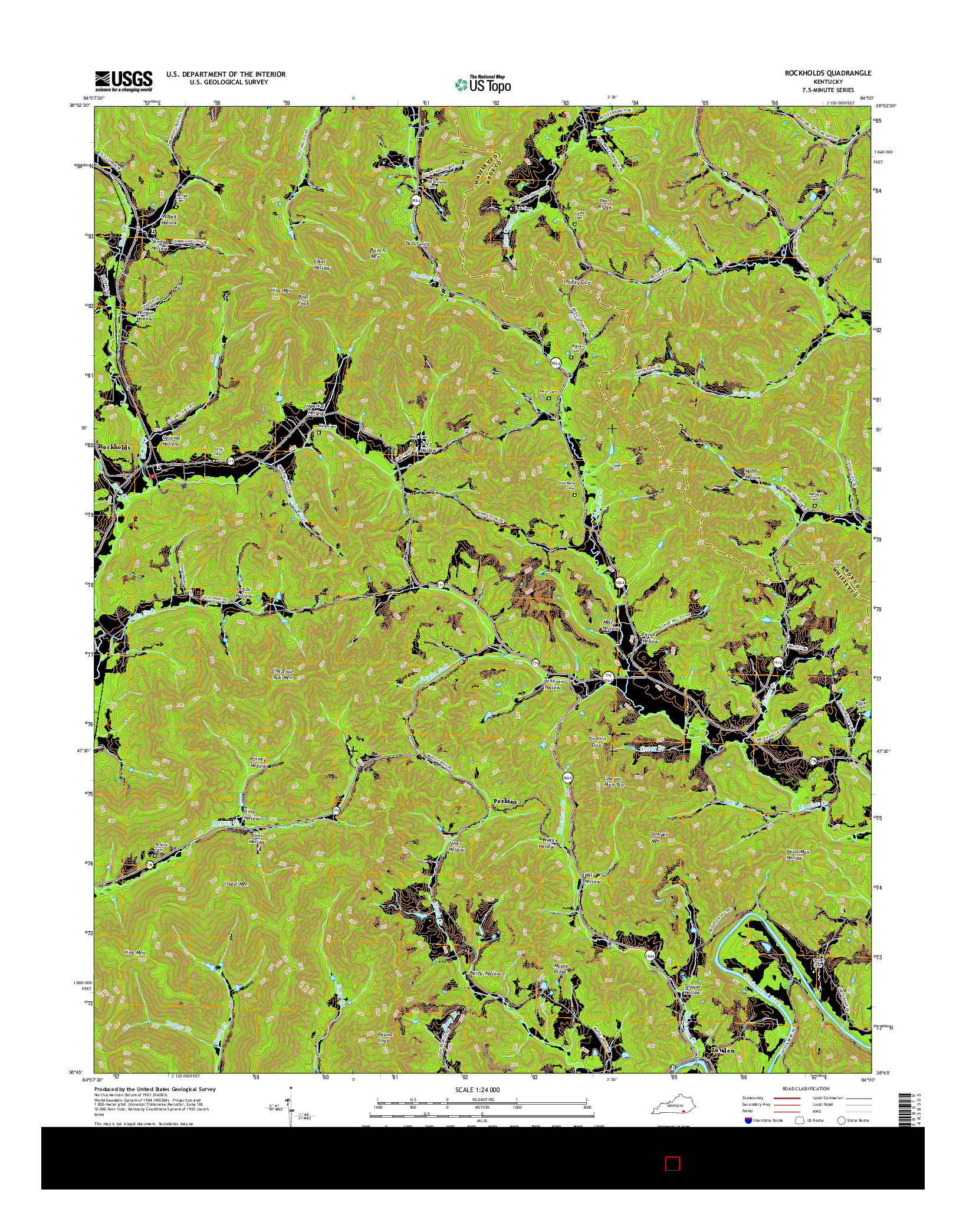 USGS US TOPO 7.5-MINUTE MAP FOR ROCKHOLDS, KY 2016