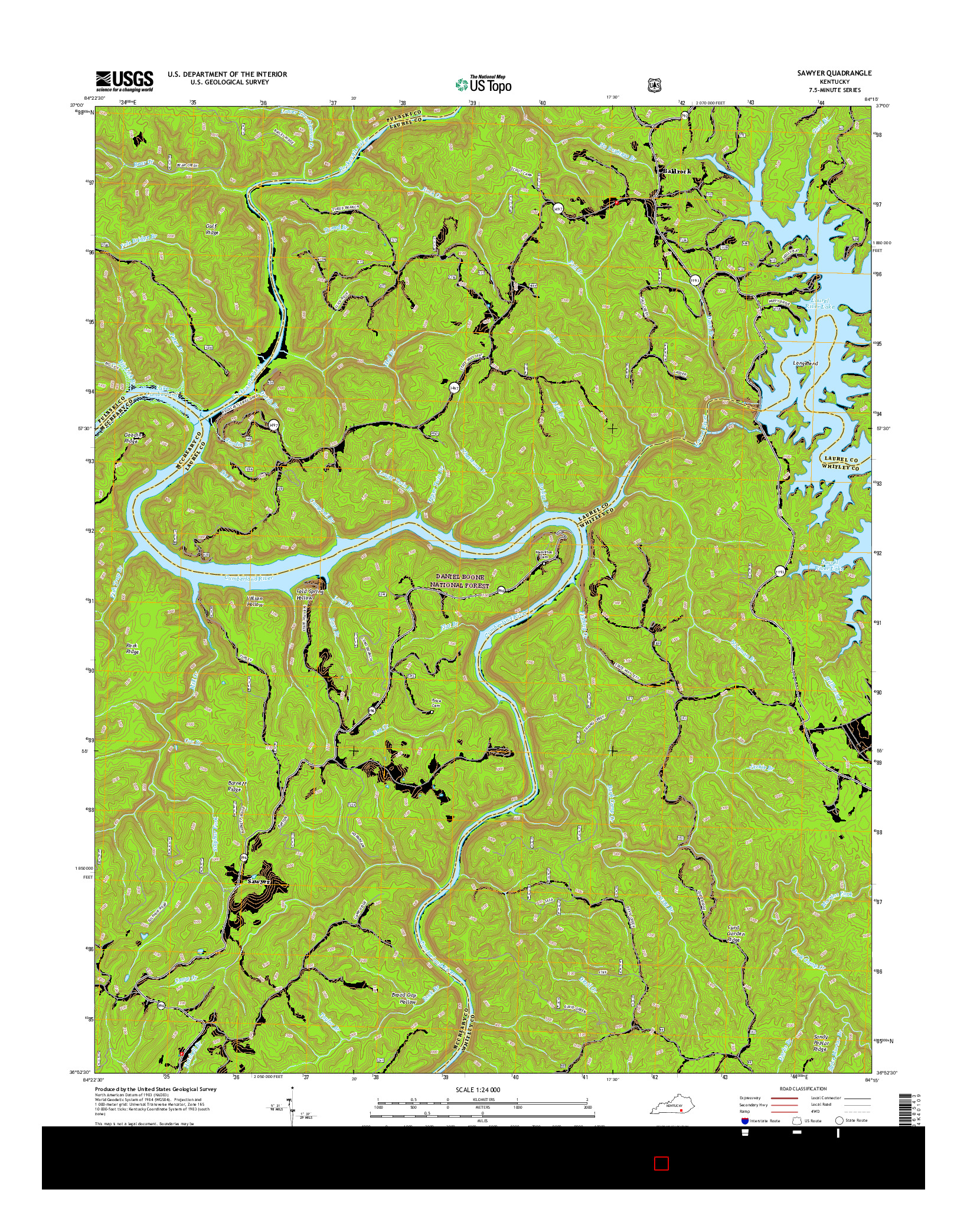USGS US TOPO 7.5-MINUTE MAP FOR SAWYER, KY 2016