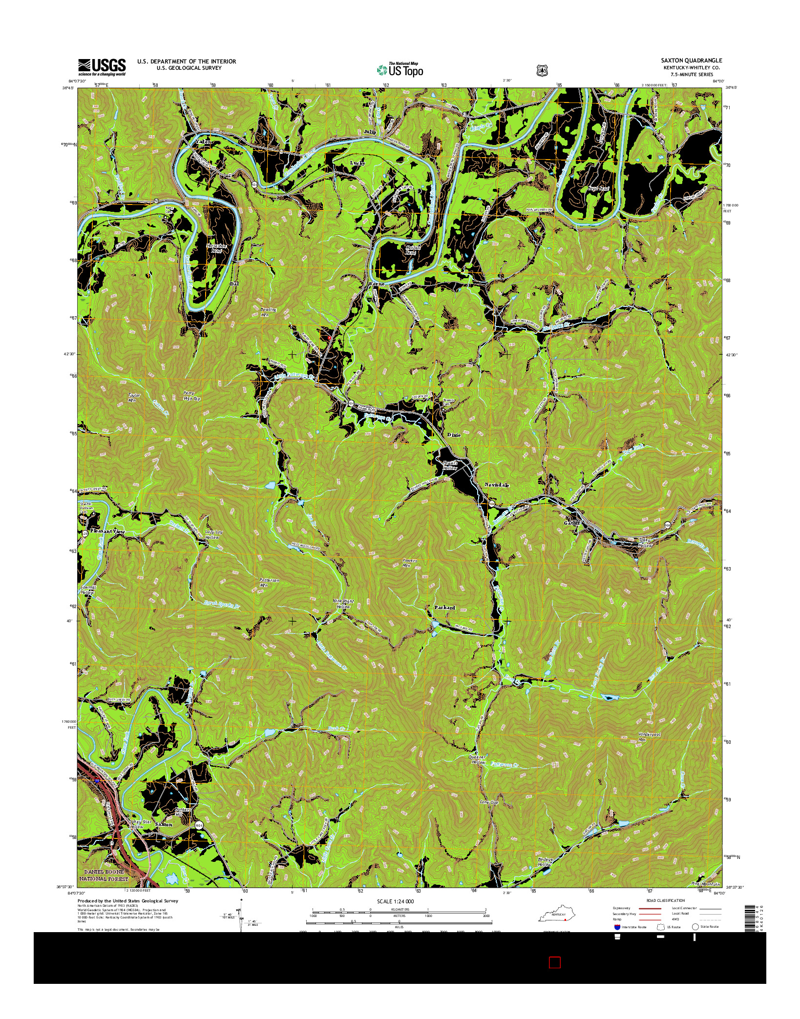 USGS US TOPO 7.5-MINUTE MAP FOR SAXTON, KY 2016