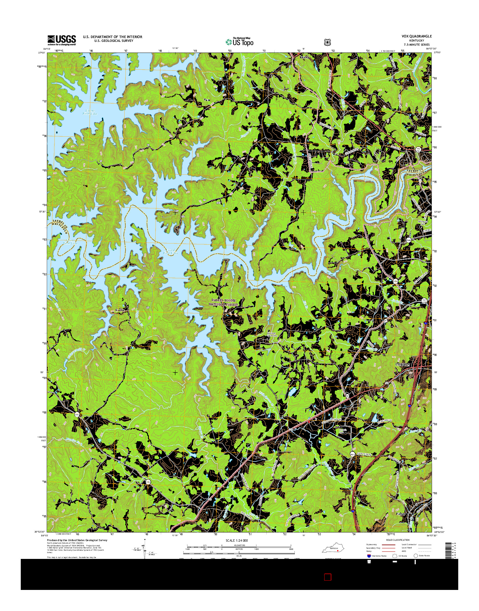 USGS US TOPO 7.5-MINUTE MAP FOR VOX, KY 2016