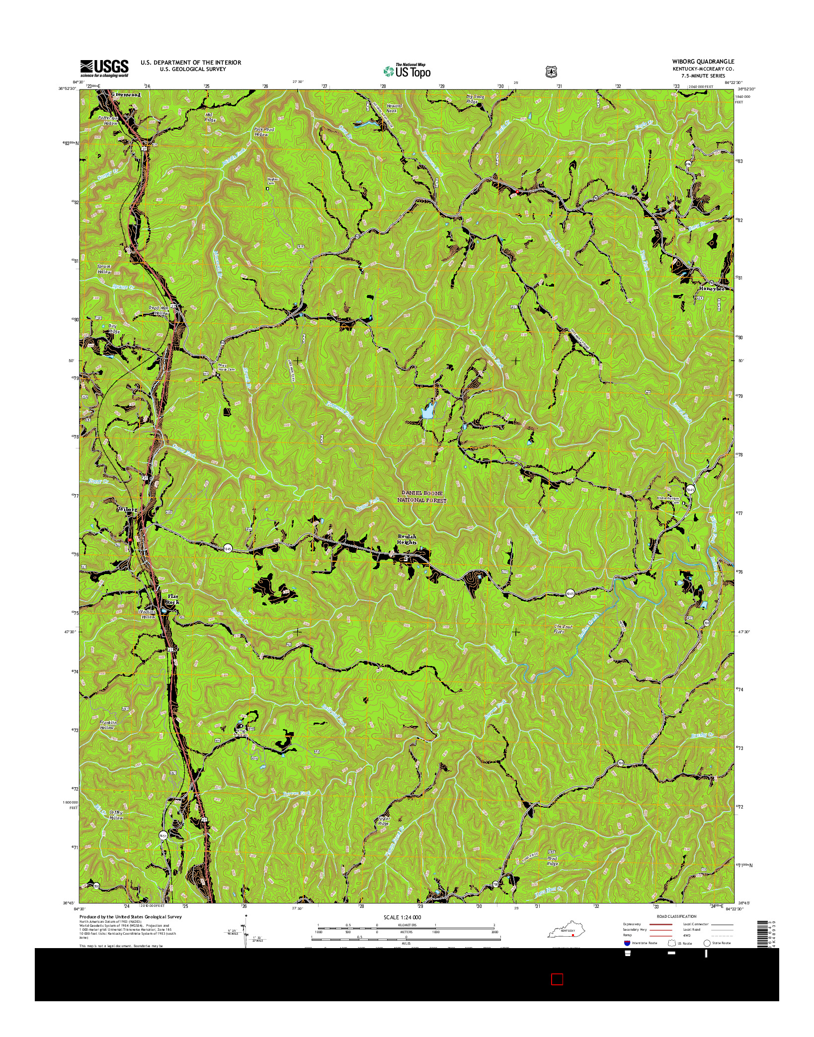 USGS US TOPO 7.5-MINUTE MAP FOR WIBORG, KY 2016