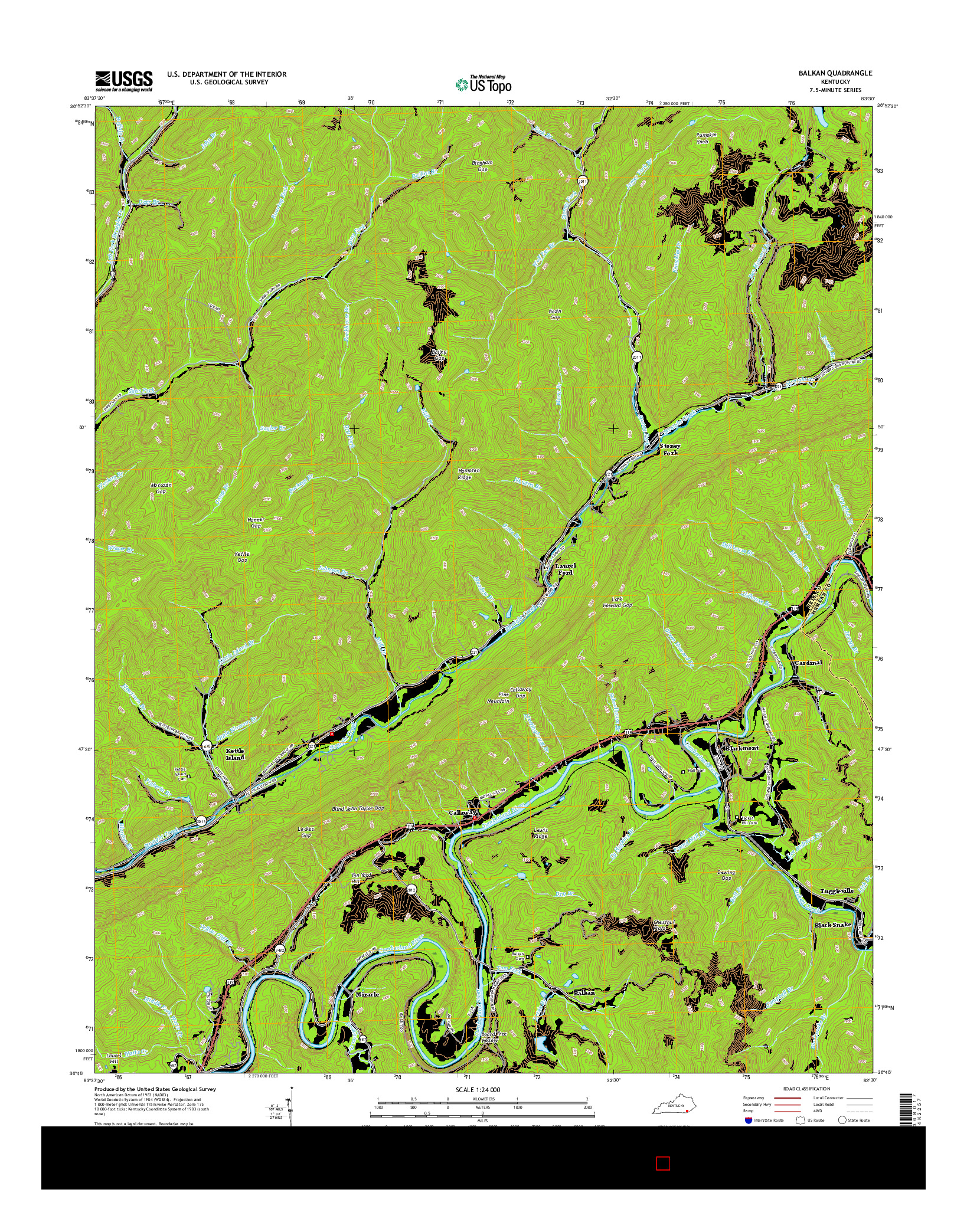 USGS US TOPO 7.5-MINUTE MAP FOR BALKAN, KY 2016