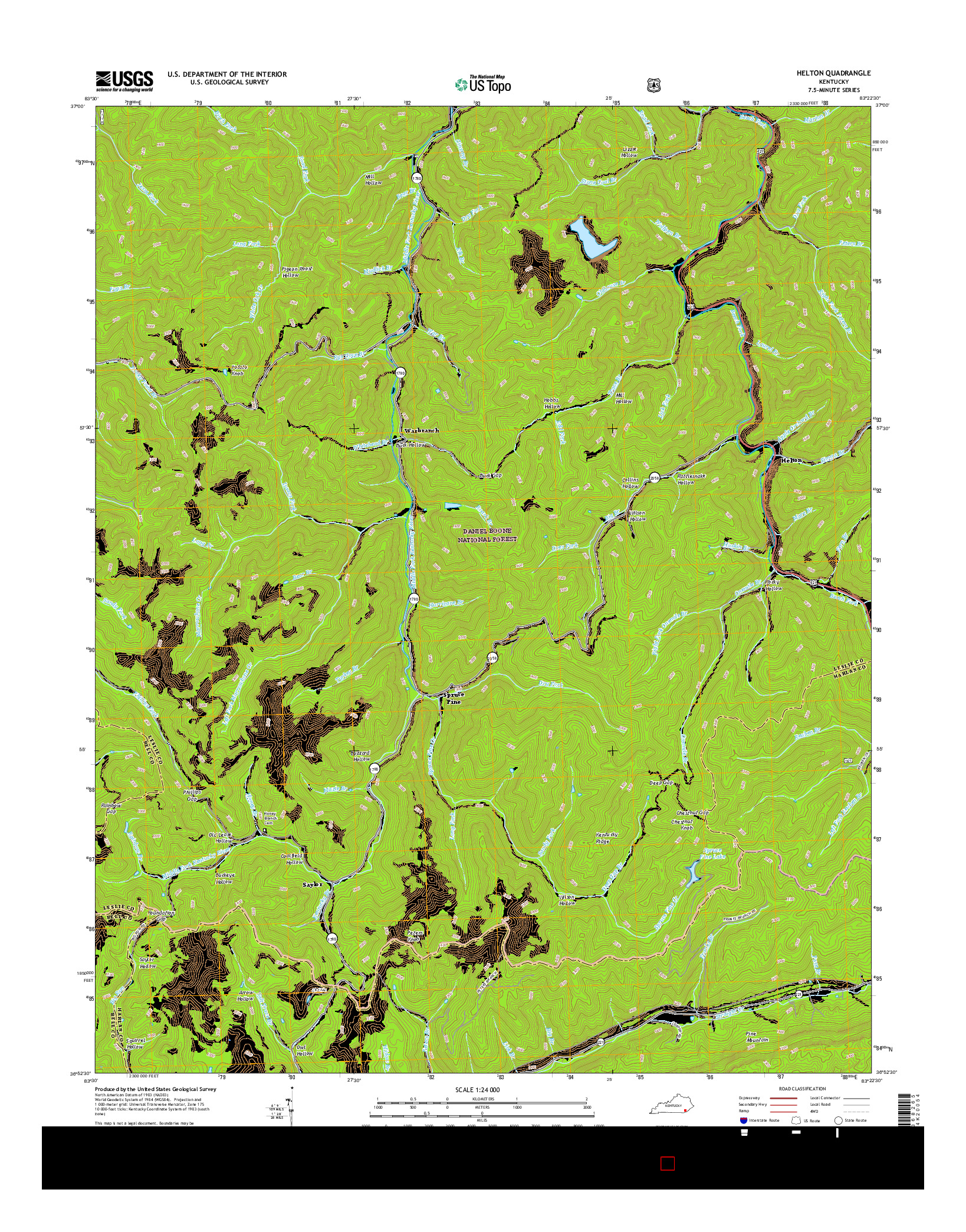 USGS US TOPO 7.5-MINUTE MAP FOR HELTON, KY 2016