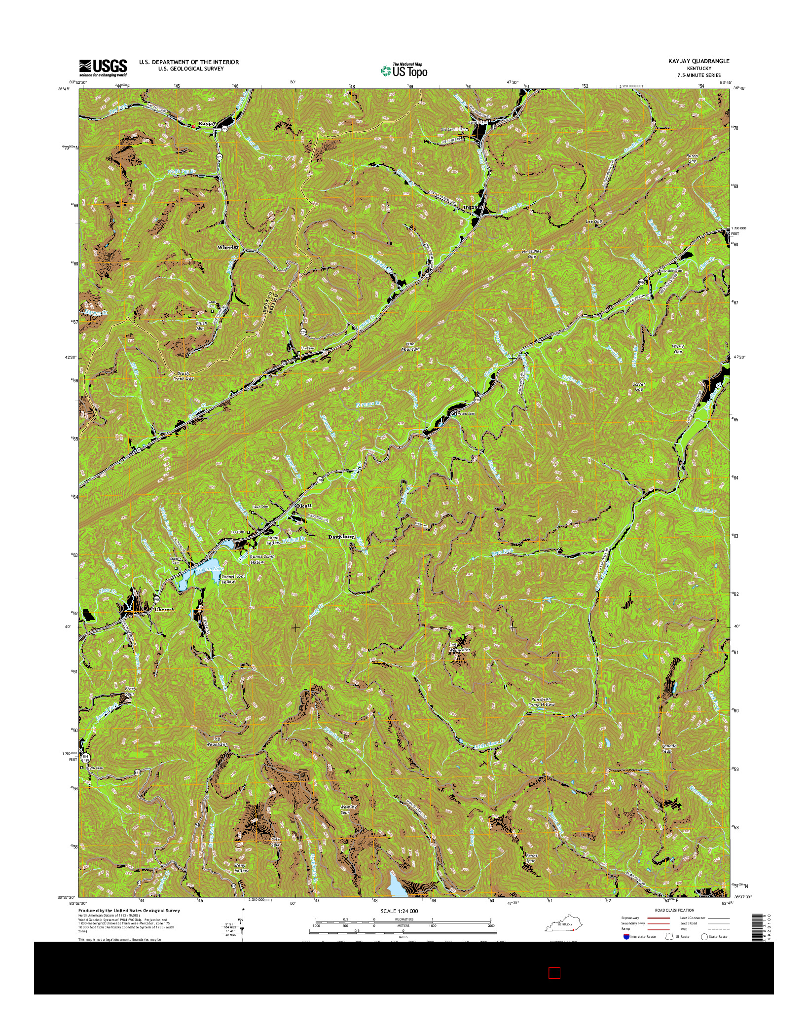 USGS US TOPO 7.5-MINUTE MAP FOR KAYJAY, KY 2016