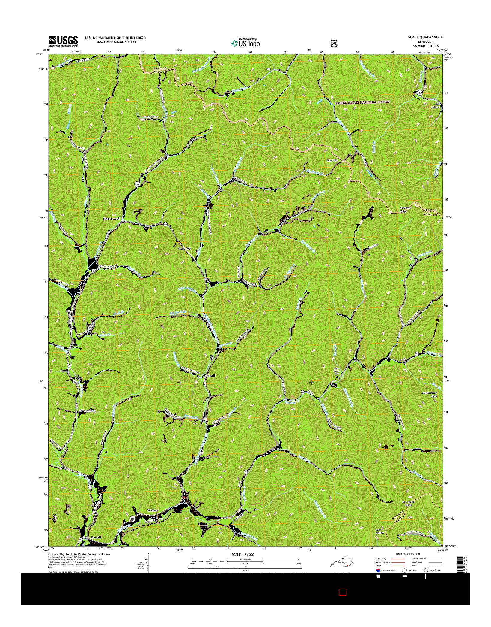 USGS US TOPO 7.5-MINUTE MAP FOR SCALF, KY 2016