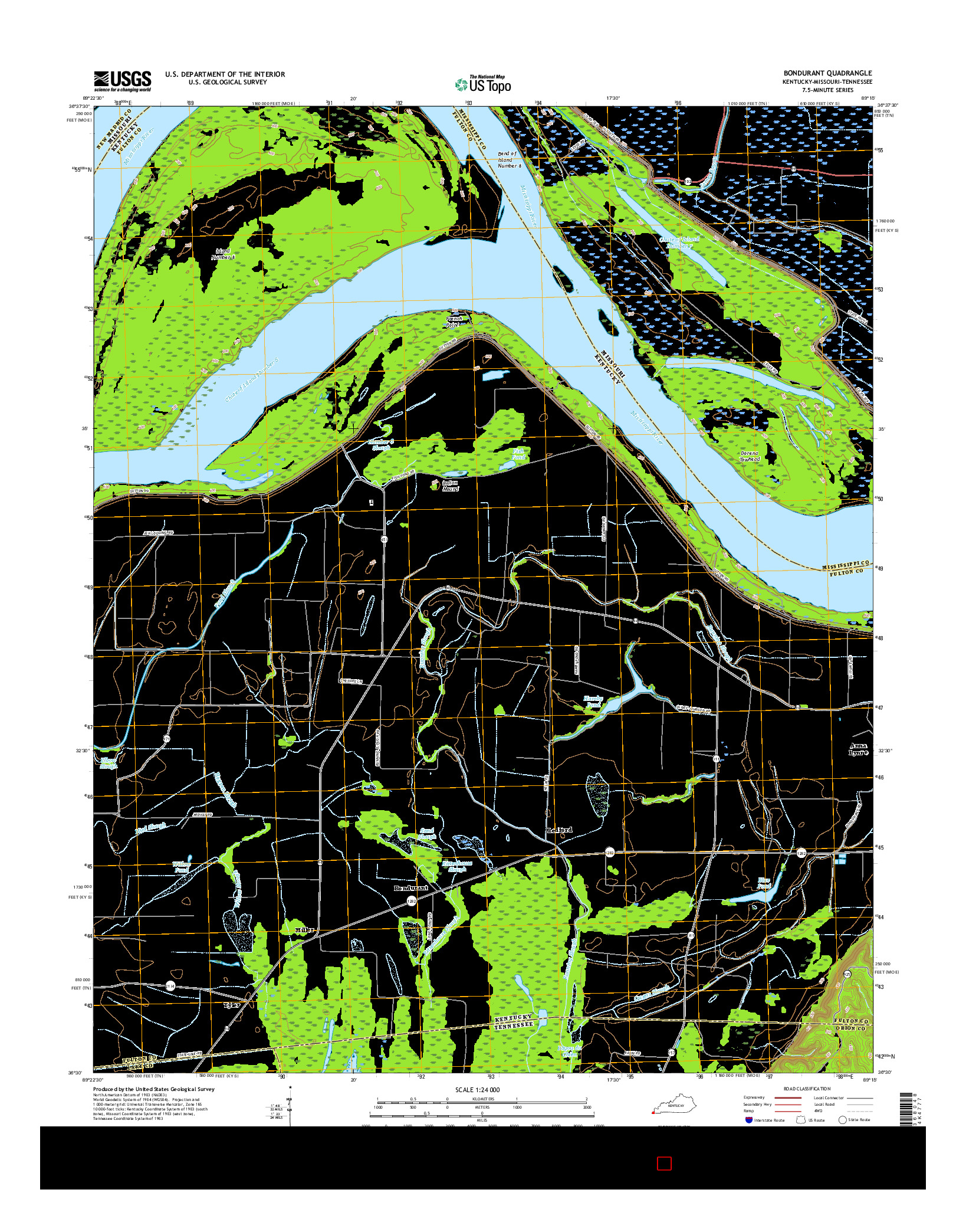USGS US TOPO 7.5-MINUTE MAP FOR BONDURANT, KY-MO-TN 2016