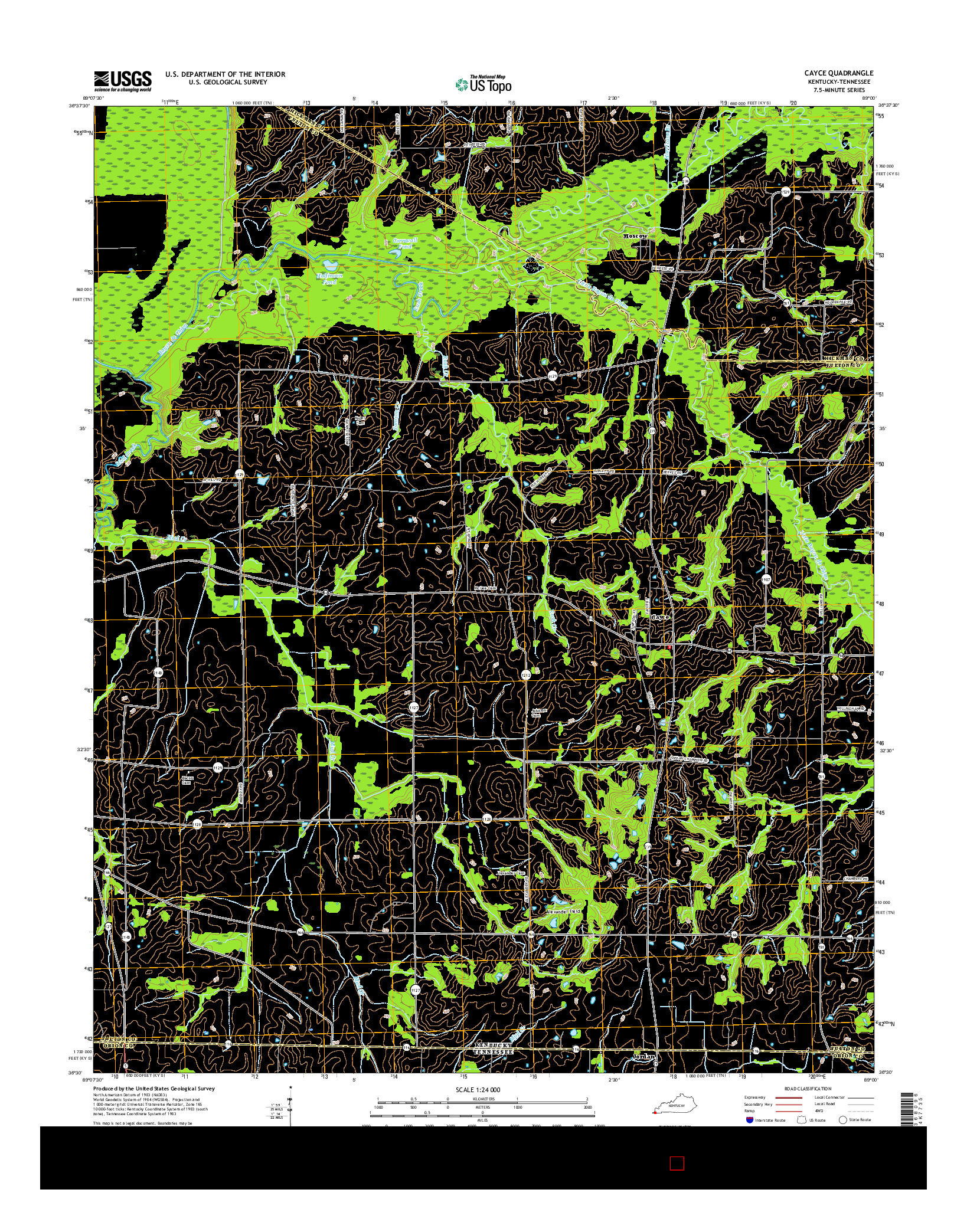 USGS US TOPO 7.5-MINUTE MAP FOR CAYCE, KY-TN 2016