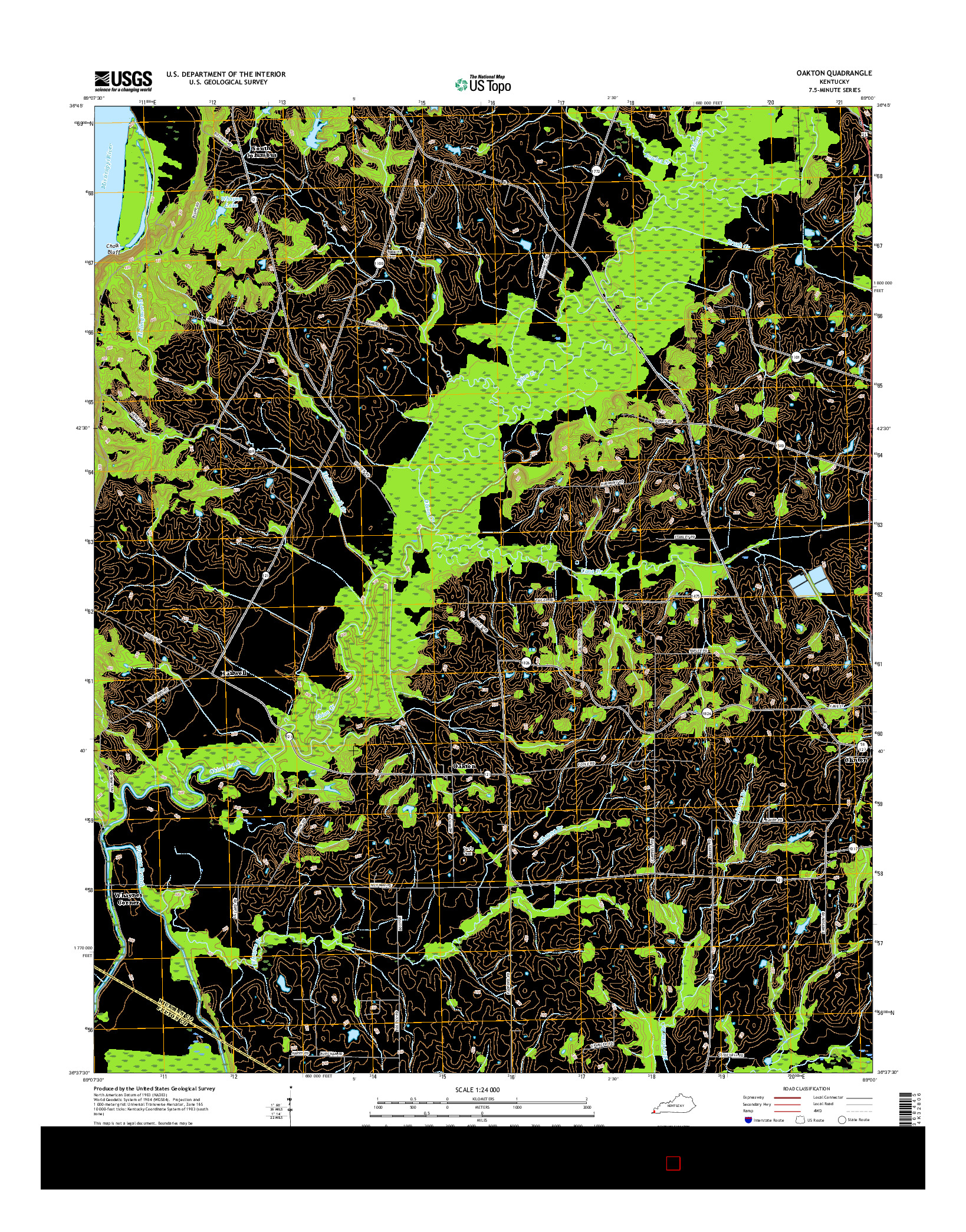 USGS US TOPO 7.5-MINUTE MAP FOR OAKTON, KY 2016